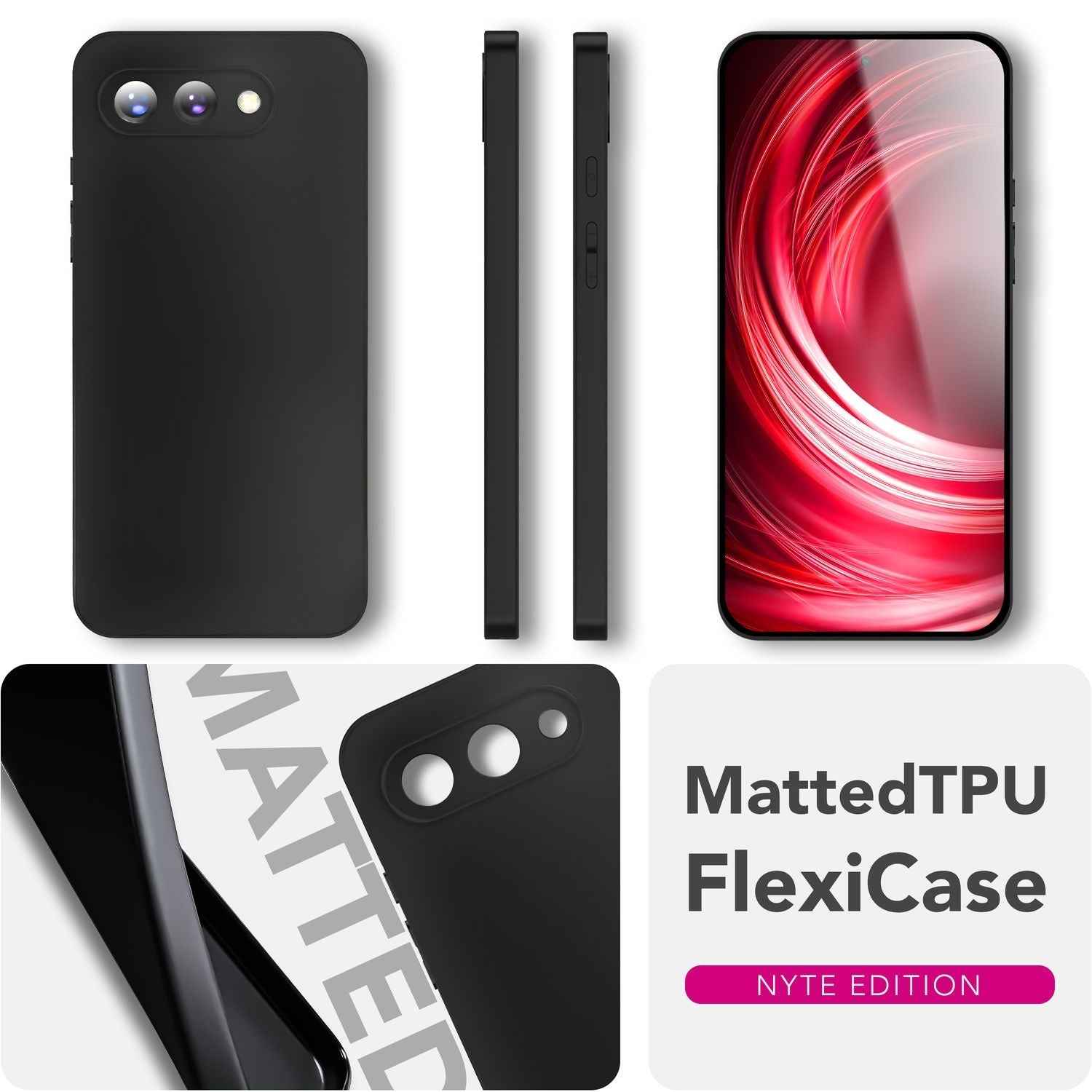 NALIA Strider Hülle für Google Pixel 9a – 1,28mm TPU Handyhülle Matt-Schwarz, Dünnes Softcase mit Staubschutz-Tasten, Kratzfestes Silikon Cover mit Grip, Schutzhülle im Slim Design
