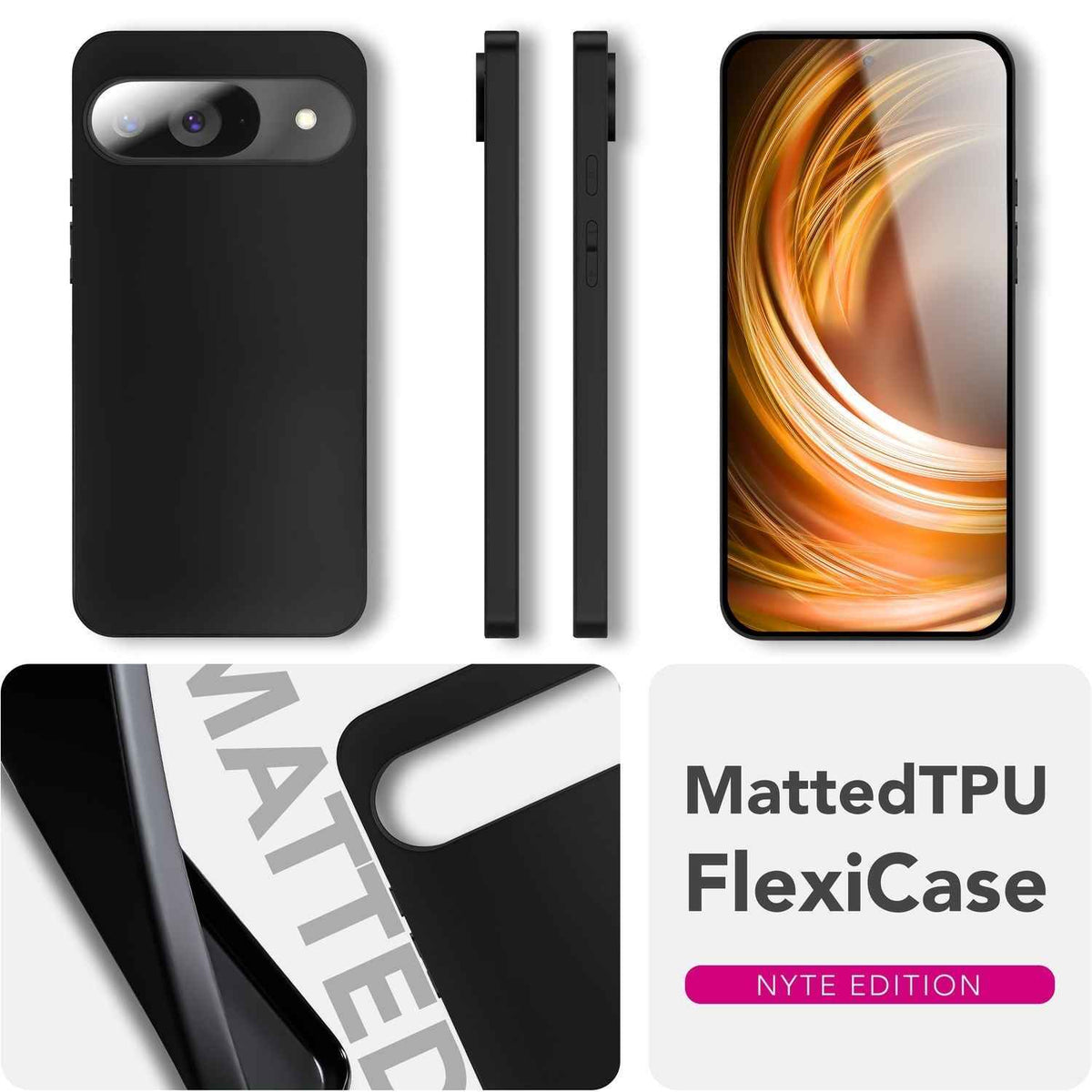 NALIA Strider Hülle für Google Pixel 9 – Schlankes 1,28mm TPU Cover in Matt-Schwarz, Handyhülle mit Soft-Touch Finish & Staubschutz-Tasten, Strapazierfähig, Kratzfeste Schutzhülle