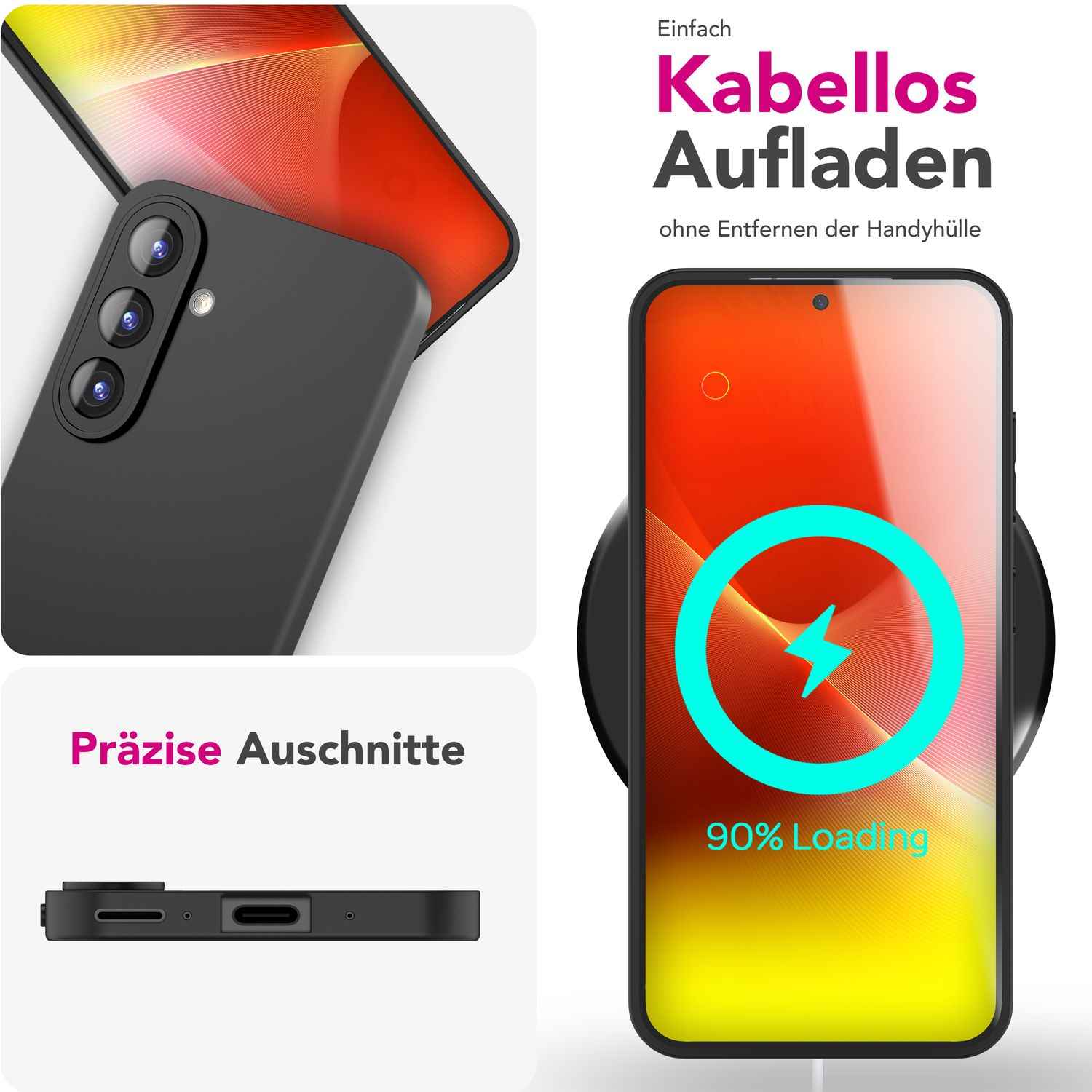 NALIA Strider Hülle für Samsung Galaxy A36 – Schlankes TPU Case 1,28mm, Matte Anti-Fingerprint Oberfläche, Staubgeschützte Tasten, Strapazierfähig, Flexibles Handycover in Schwarz