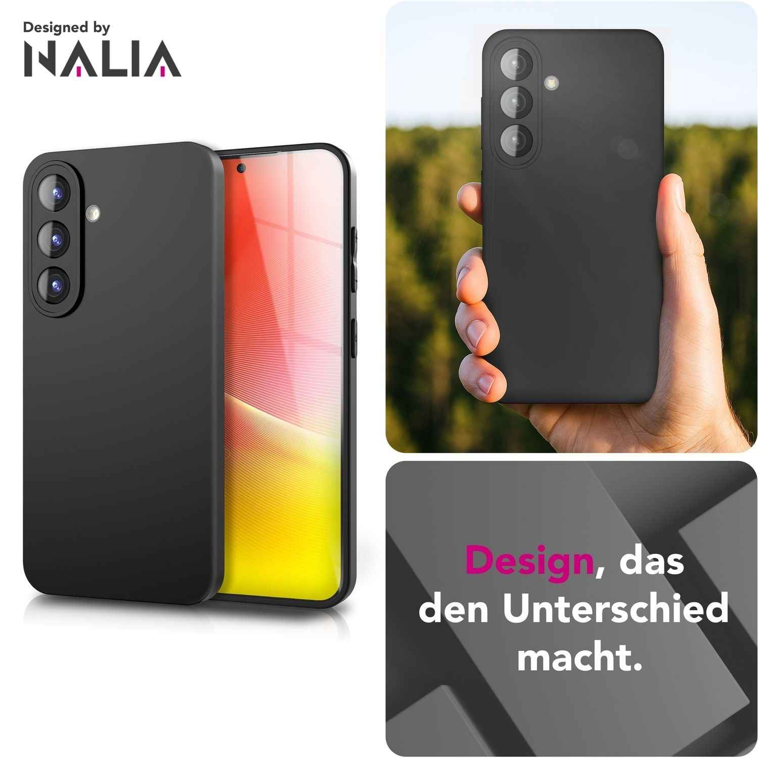 NALIA Strider Hülle für Samsung Galaxy A36 – Schlankes TPU Case 1,28mm, Matte Anti-Fingerprint Oberfläche, Staubgeschützte Tasten, Strapazierfähig, Flexibles Handycover in Schwarz