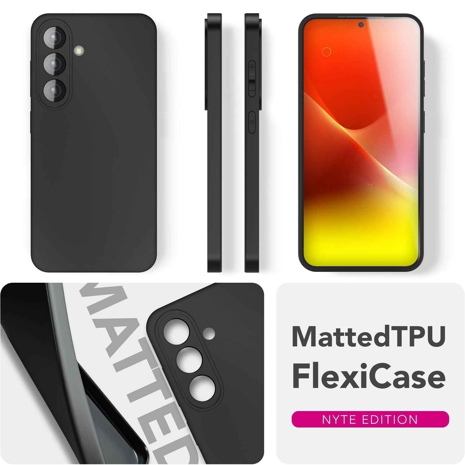 NALIA Strider Hülle für Samsung Galaxy A36 – Schlankes TPU Case 1,28mm, Matte Anti-Fingerprint Oberfläche, Staubgeschützte Tasten, Strapazierfähig, Flexibles Handycover in Schwarz