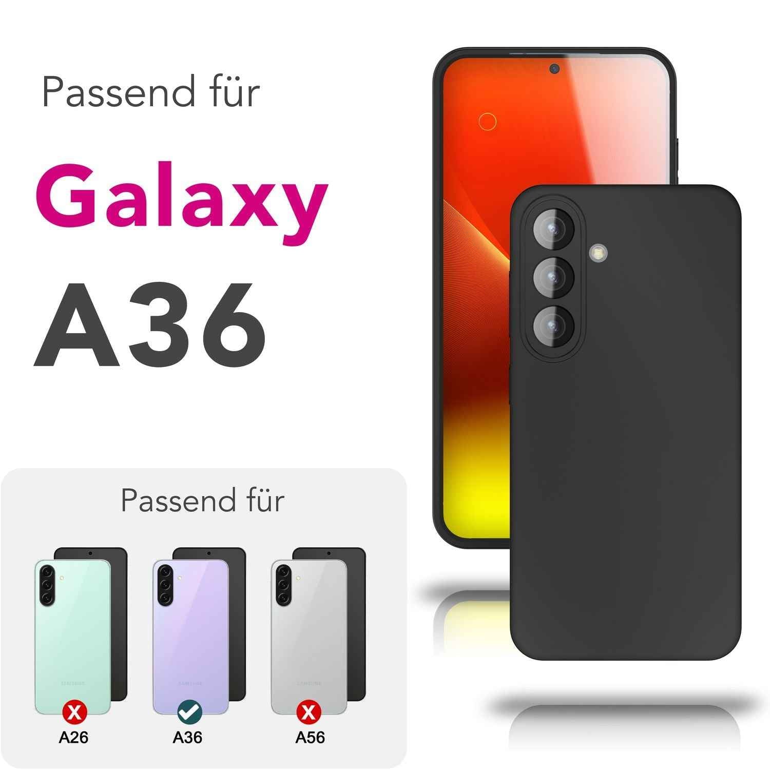 NALIA Strider Hülle für Samsung Galaxy A36 – Schlankes TPU Case 1,28mm, Matte Anti-Fingerprint Oberfläche, Staubgeschützte Tasten, Strapazierfähig, Flexibles Handycover in Schwarz