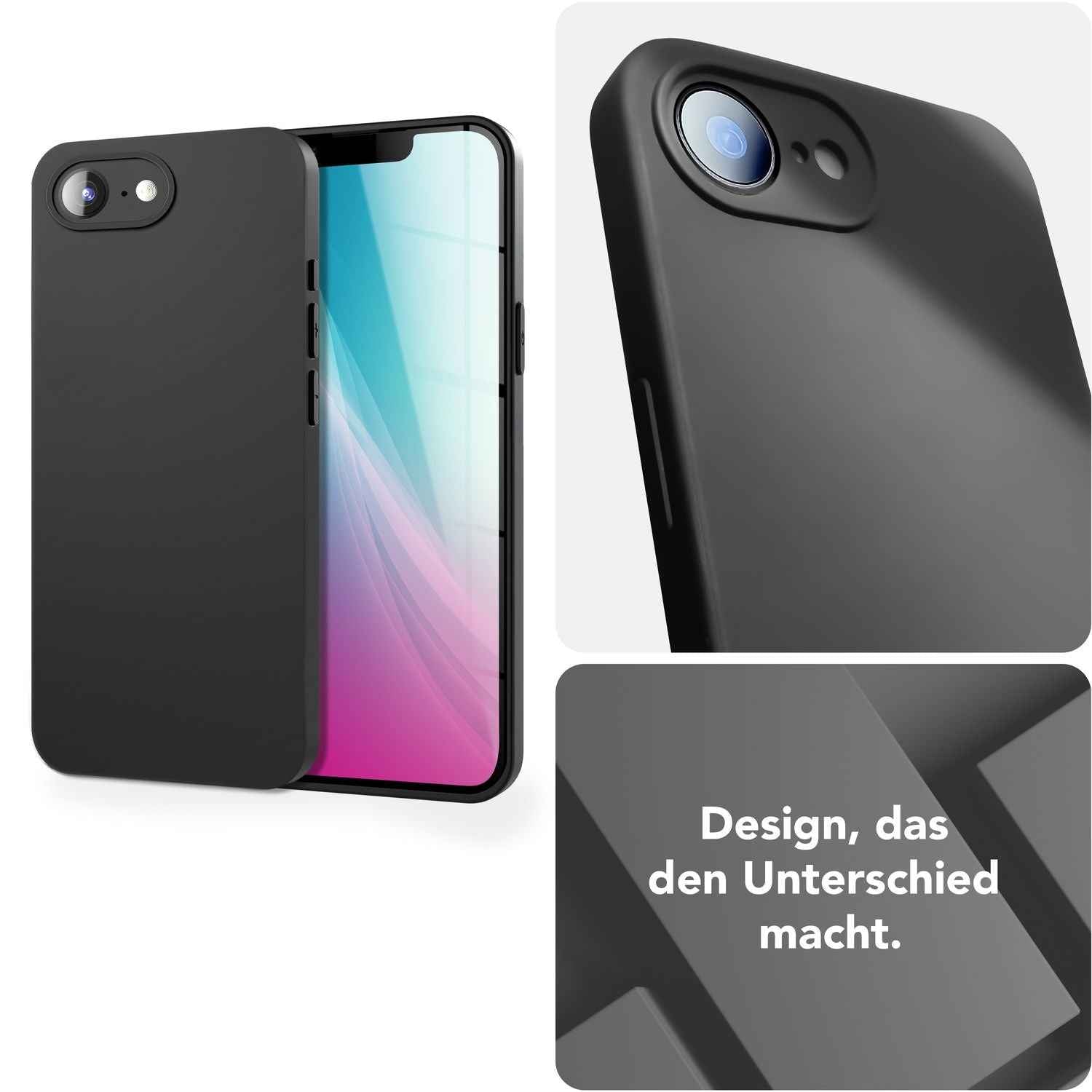 NALIA Strider Hülle für iPhone 16e, Ultradünnes 1,28 mm Slim TPU Case, Mattes Finish, Staubschutz durch Tastenabdeckung, Passgenaue Soft-Touch Schale, Schwarze Handyhülle