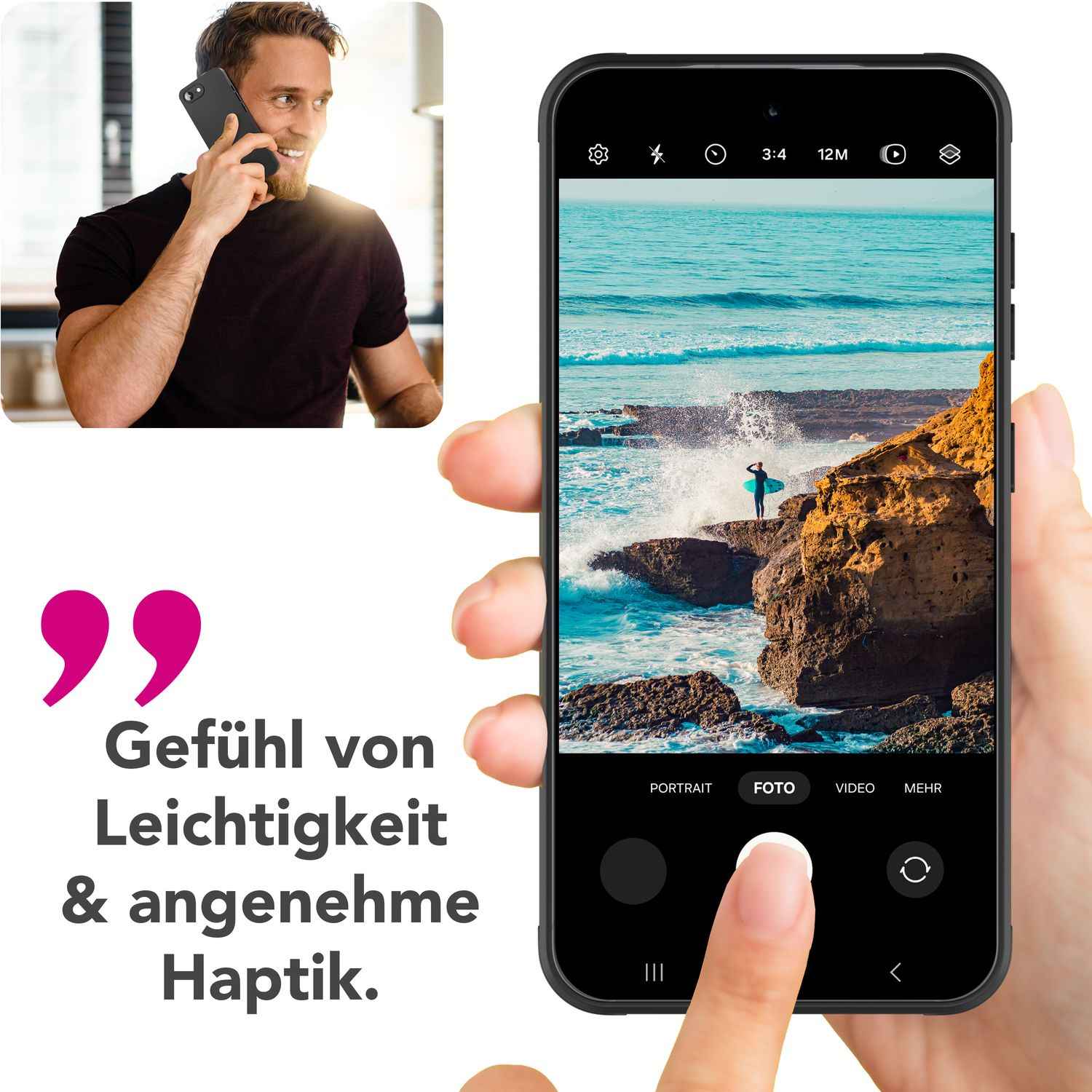 NALIA Strider Hülle für iPhone 16e, Ultradünnes 1,28 mm Slim TPU Case, Mattes Finish, Staubschutz durch Tastenabdeckung, Passgenaue Soft-Touch Schale, Schwarze Handyhülle
