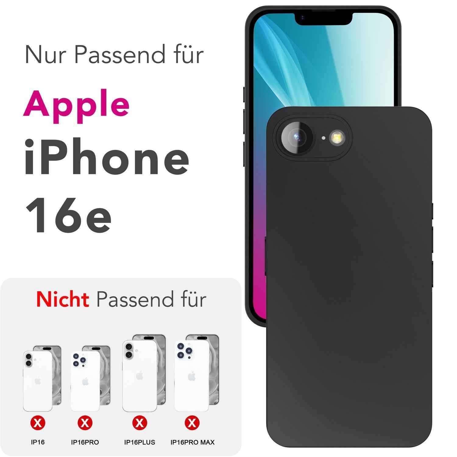NALIA Strider Hülle für iPhone 16e, Ultradünnes 1,28 mm Slim TPU Case, Mattes Finish, Staubschutz durch Tastenabdeckung, Passgenaue Soft-Touch Schale, Schwarze Handyhülle
