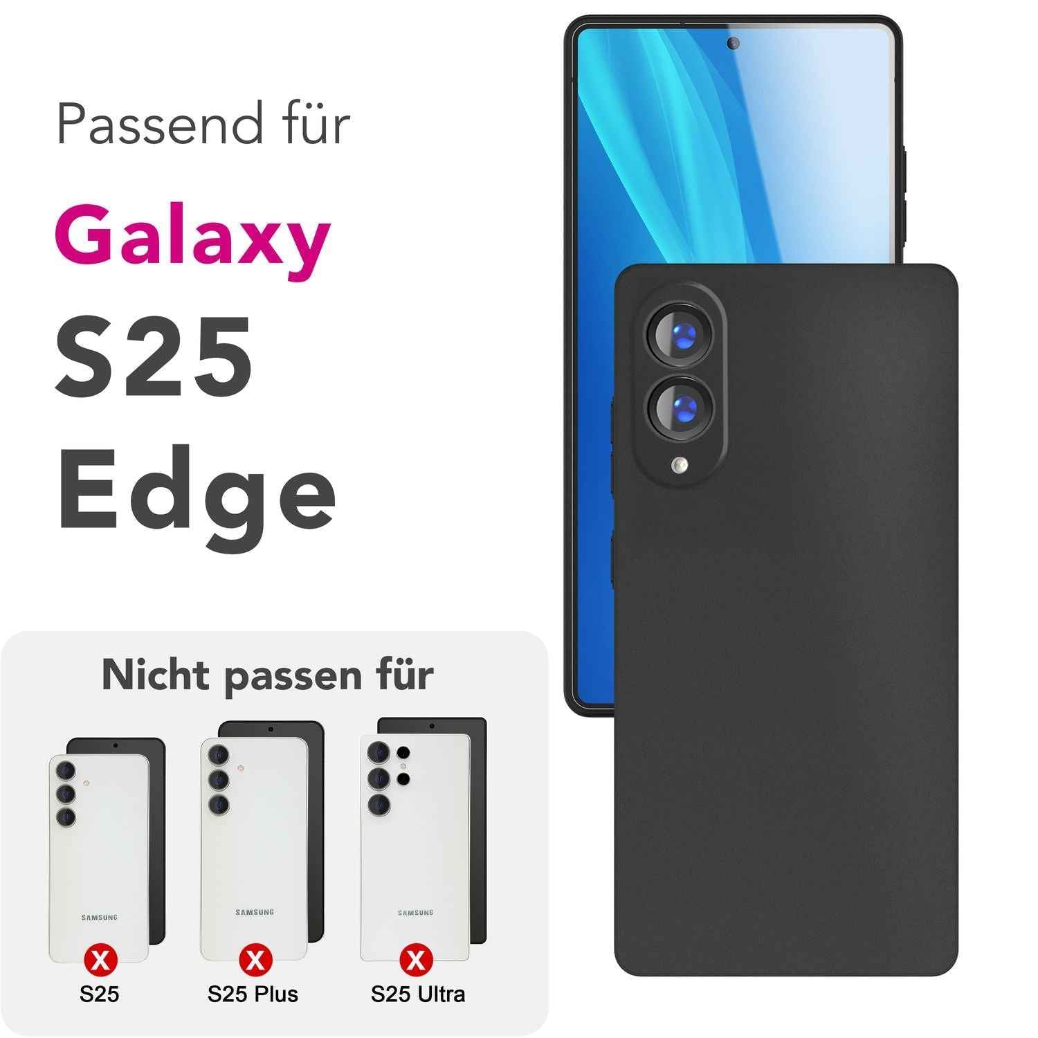 NALIA Phantom Hülle für Samsung Galaxy S25 Edge – Extrem Dünn 0,3mm, Mattiert, Anti-Fingerabdruck, Schlankes Hardcover, Federleicht, Ultra-Slim Handycover