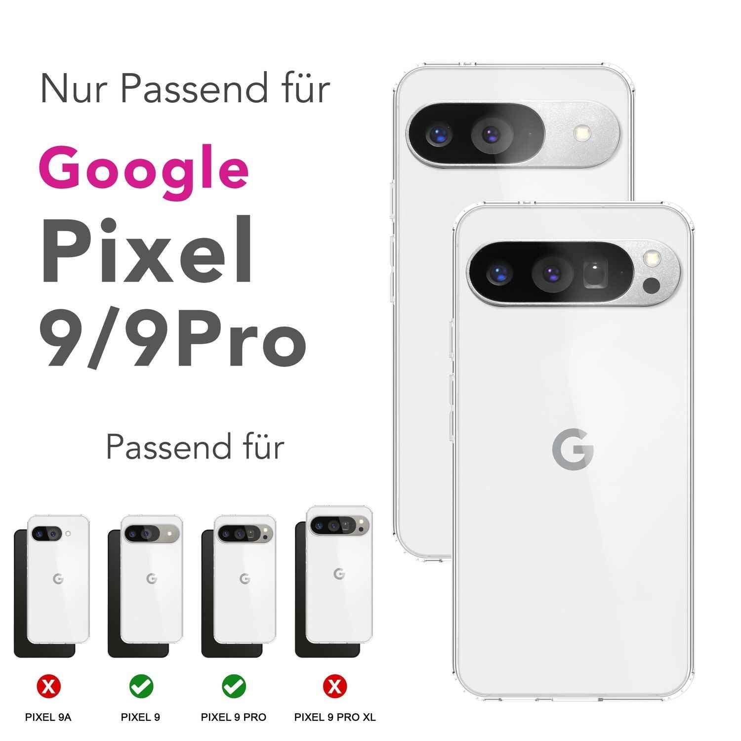 NALIA GLAZE Hülle für Google Pixel 9 Pro – Klare TPU Schutzhülle, Transparent, Flexibel & Formstabil, Strapazierfähig & Robust, Schutz vor Kratzern & Stößen, Dezente Handyhülle