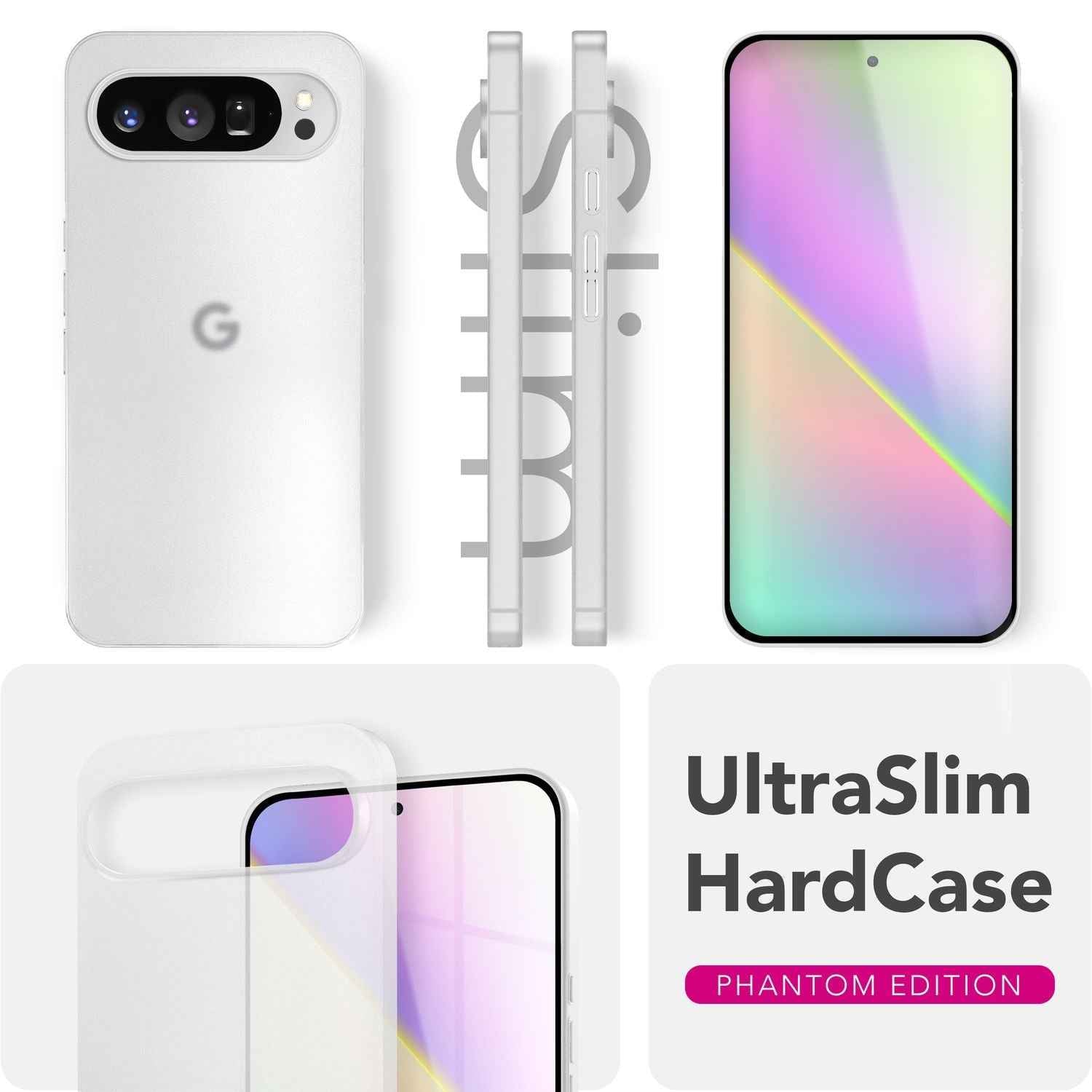 NALIA Phantom Hülle für Google Pixel 9 Pro – 0,3mm Dünnes Handycase, Leichtes Hardcover mit matter Oberfläche, Anti-Fingerprint Schutzhülle im Sleek Design