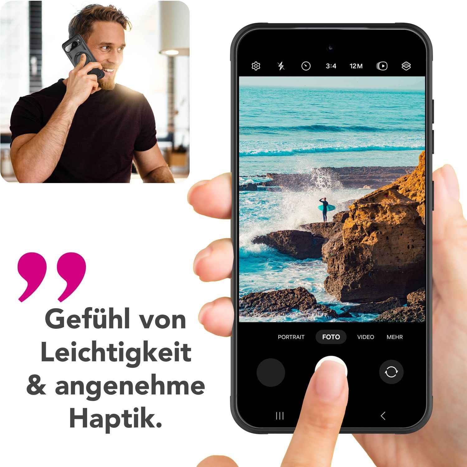 NALIA Stormguard Hülle für Google Pixel 9 Pro – Handyhülle für MagSafe, Shockproof Case mit Stoßschutz, 360° Dreh-Ring, Kickstand & Finger-Halter, Militär Schutzhülle