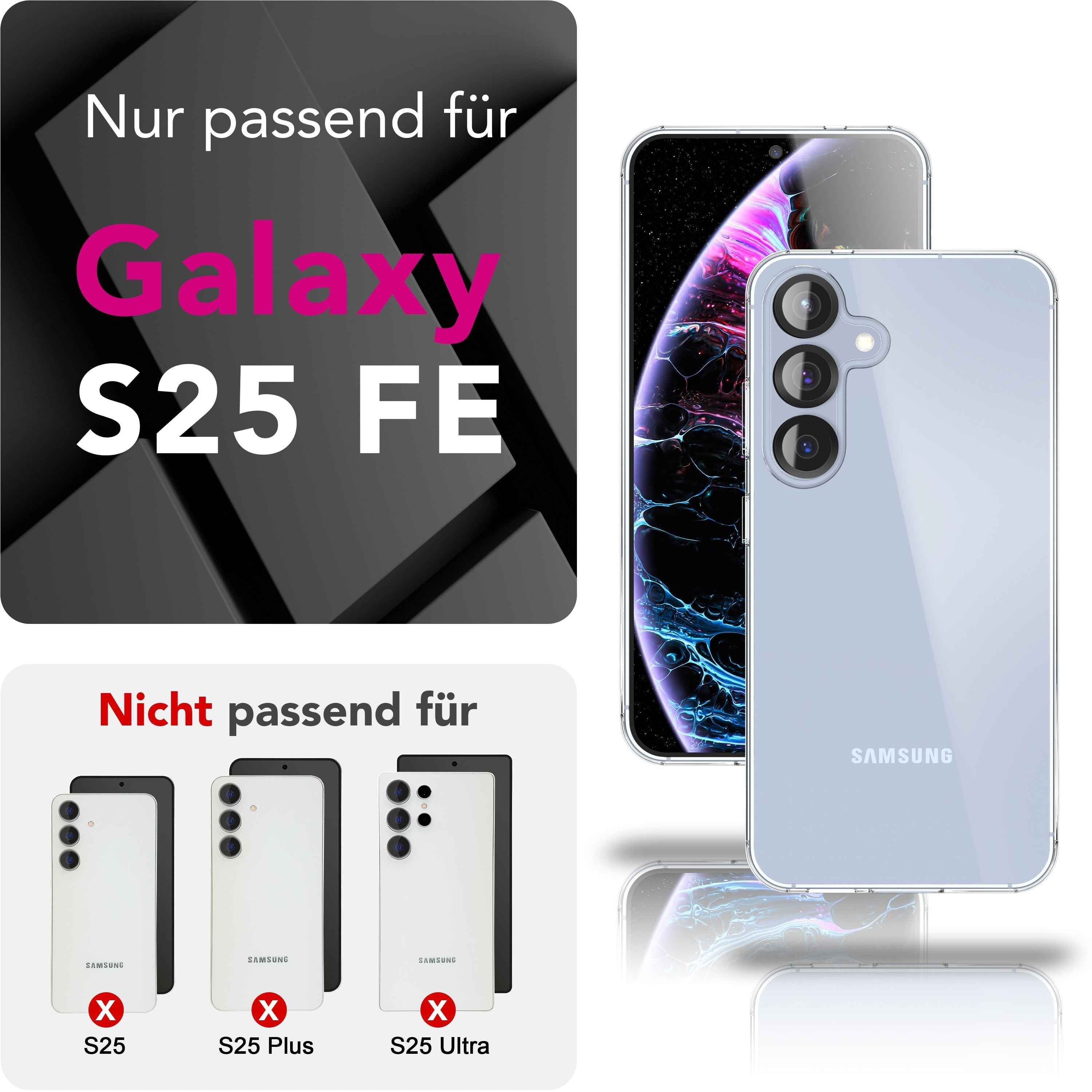NALIA Hülle GLAZE für Samsung Galaxy S25 FE (Kristallklare Silikonhülle) - Transparentes TPU Case, Anti-Gelb Effekt, Schlank & Leicht, Kratzfest & Griffig, Crystal Clear Cover