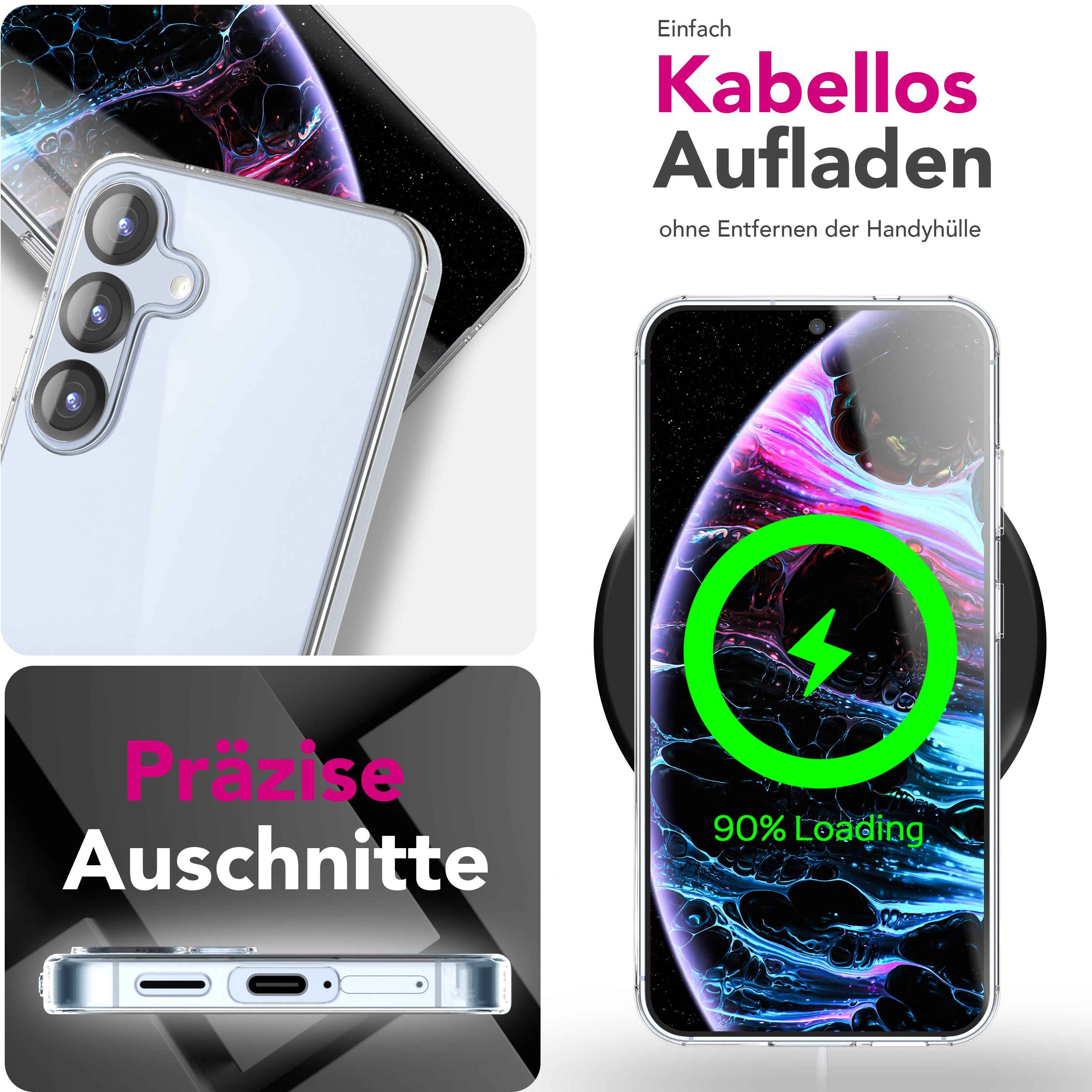 NALIA Hülle GLAZE für Samsung Galaxy S25 FE (Kristallklare Silikonhülle) - Transparentes TPU Case, Anti-Gelb Effekt, Schlank & Leicht, Kratzfest & Griffig, Crystal Clear Cover