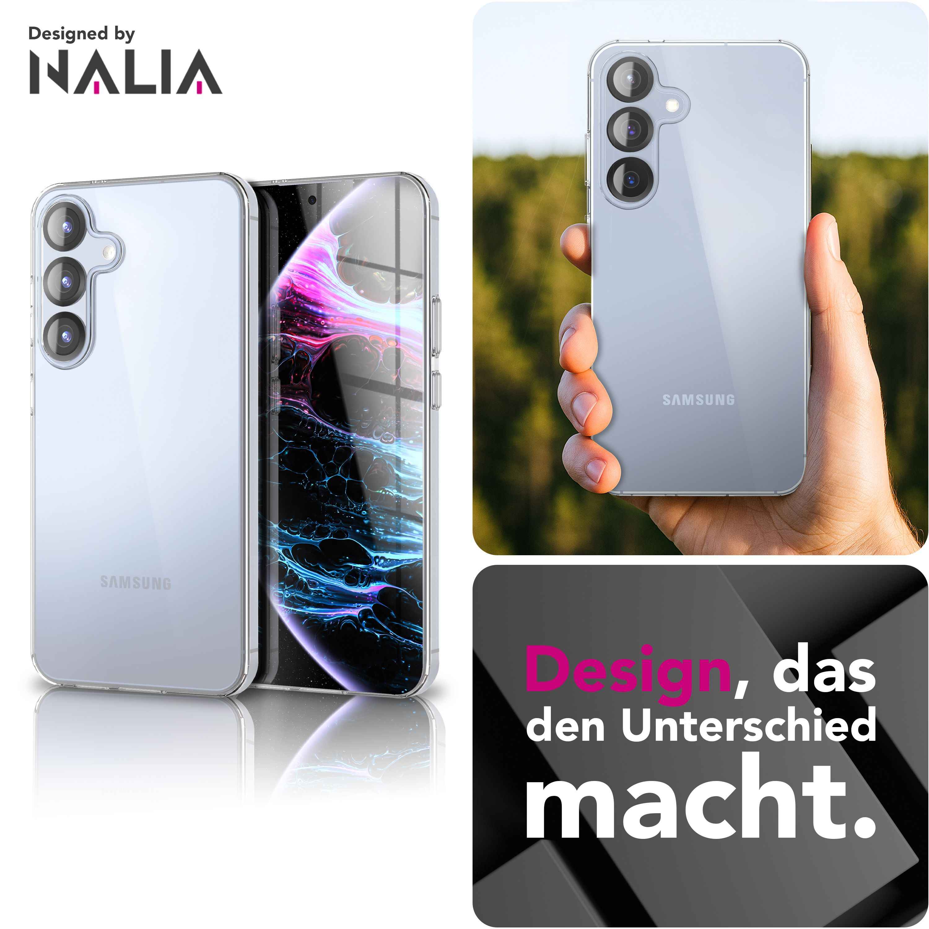 NALIA Hülle GLAZE für Samsung Galaxy S25 FE (Kristallklare Silikonhülle) - Transparentes TPU Case, Anti-Gelb Effekt, Schlank & Leicht, Kratzfest & Griffig, Crystal Clear Cover