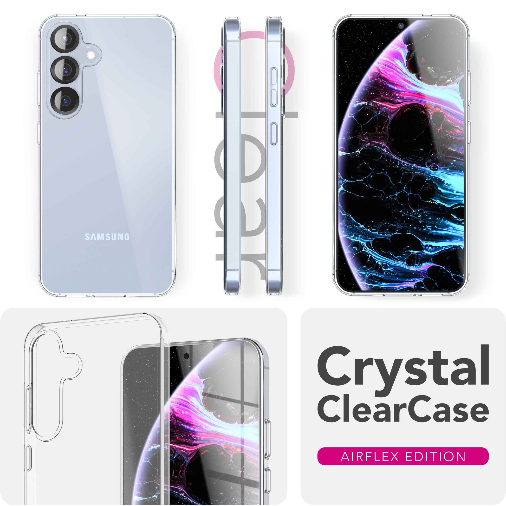 NALIA Hülle GLAZE für Samsung Galaxy S25 FE (Kristallklare Silikonhülle) - Transparentes TPU Case, Anti-Gelb Effekt, Schlank & Leicht, Kratzfest & Griffig, Crystal Clear Cover