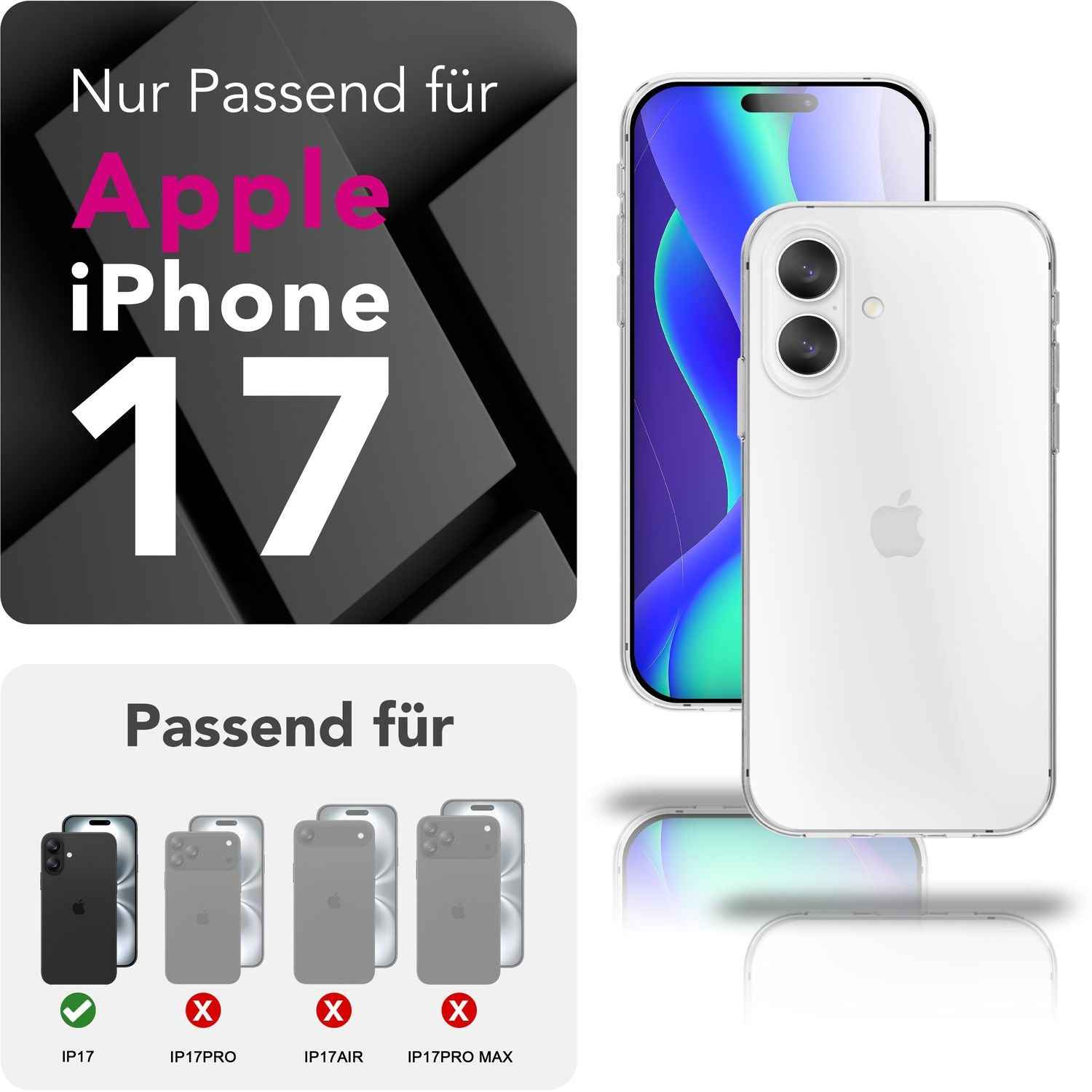 NALIA Hülle GLAZE für Apple iPhone 17 (Kristallklare Silikonhülle) - Transparente TPU Handyhülle, Flexibel & Robust, Anti-Gelb & Durchsichtig, Kratzfest & Strapazierfähig