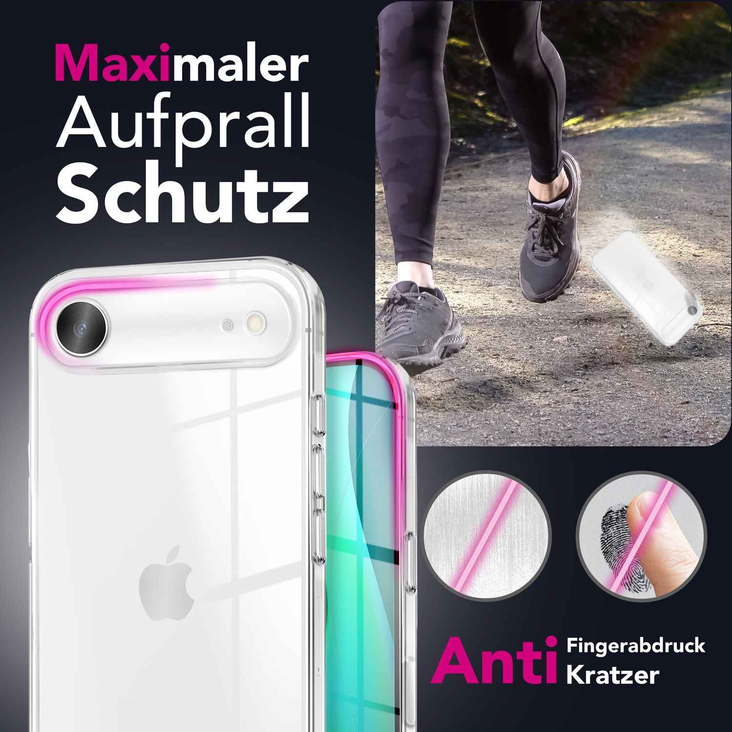 NALIA Hülle GLAZE für Apple iPhone 17 Air (Kristallklare Silikonhülle) - Transparente TPU Schutzhülle, Durchsichtig & Anti-Gelb, Schlank & Flexibel, Dezenter Kratzschutz