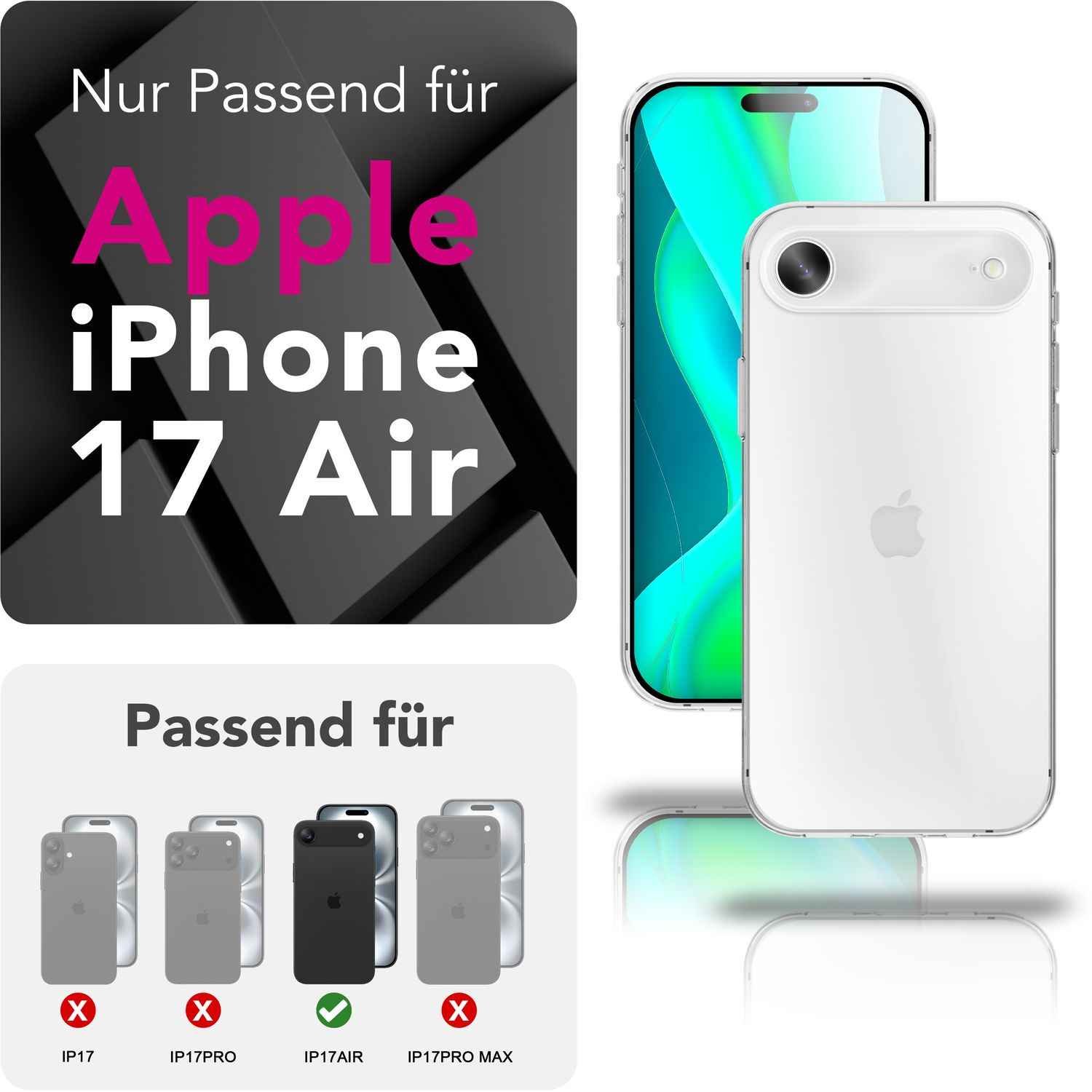 NALIA Hülle GLAZE für Apple iPhone 17 Air (Kristallklare Silikonhülle) - Transparente TPU Schutzhülle, Durchsichtig & Anti-Gelb, Schlank & Flexibel, Dezenter Kratzschutz