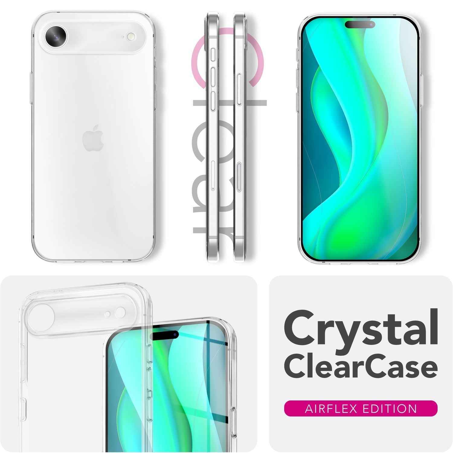NALIA Hülle GLAZE für Apple iPhone 17 Air (Kristallklare Silikonhülle) - Transparente TPU Schutzhülle, Durchsichtig & Anti-Gelb, Schlank & Flexibel, Dezenter Kratzschutz