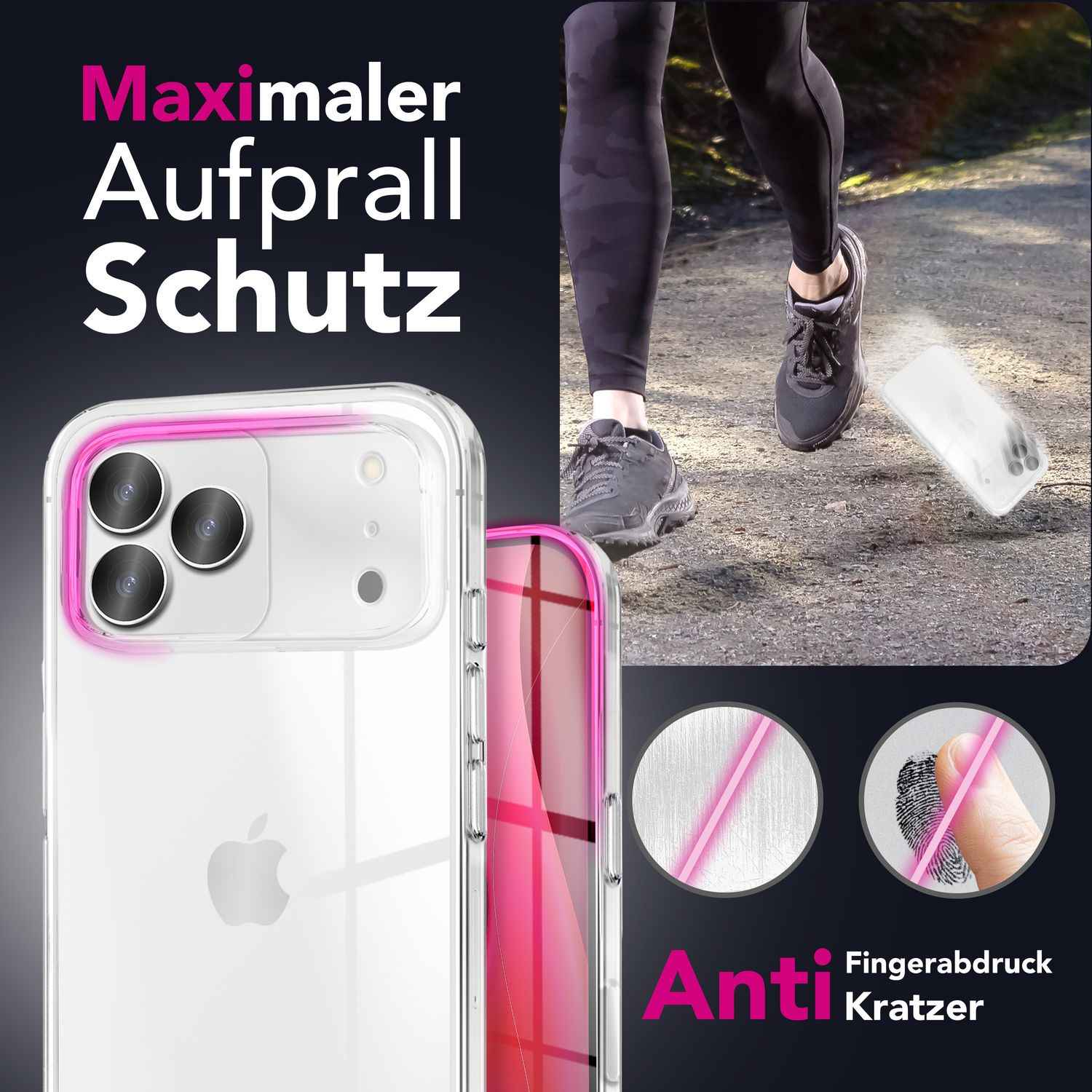 NALIA Hülle GLAZE für Apple iPhone 17 Pro (Kristallklare Silikonhülle) - Transparentes TPU Cover, Schlank & Leicht, Anti-Gelb Effekt, Kratzfest & Robust, Clear Design Handyhülle
