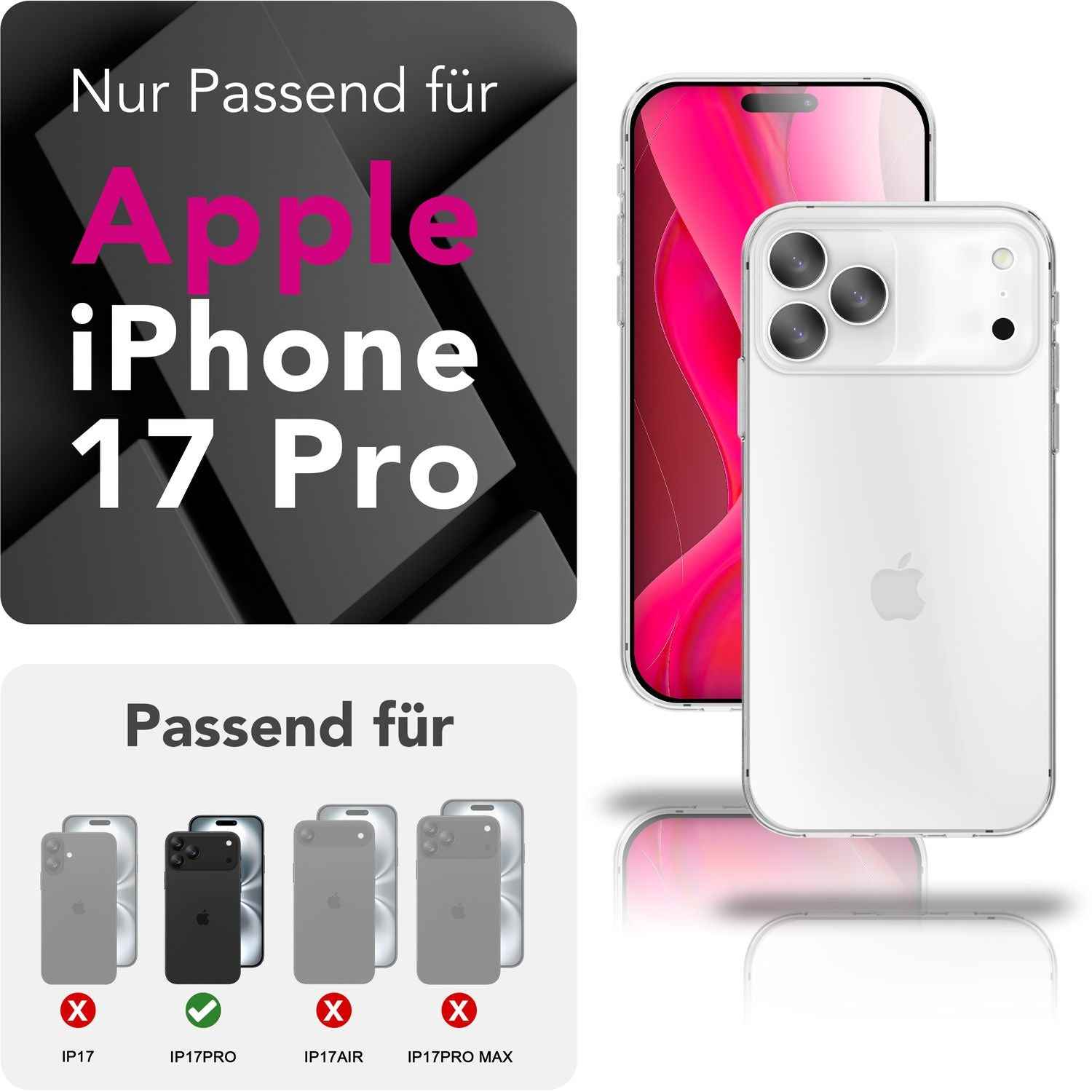 NALIA Hülle GLAZE für Apple iPhone 17 Pro (Kristallklare Silikonhülle) - Transparentes TPU Cover, Schlank & Leicht, Anti-Gelb Effekt, Kratzfest & Robust, Clear Design Handyhülle