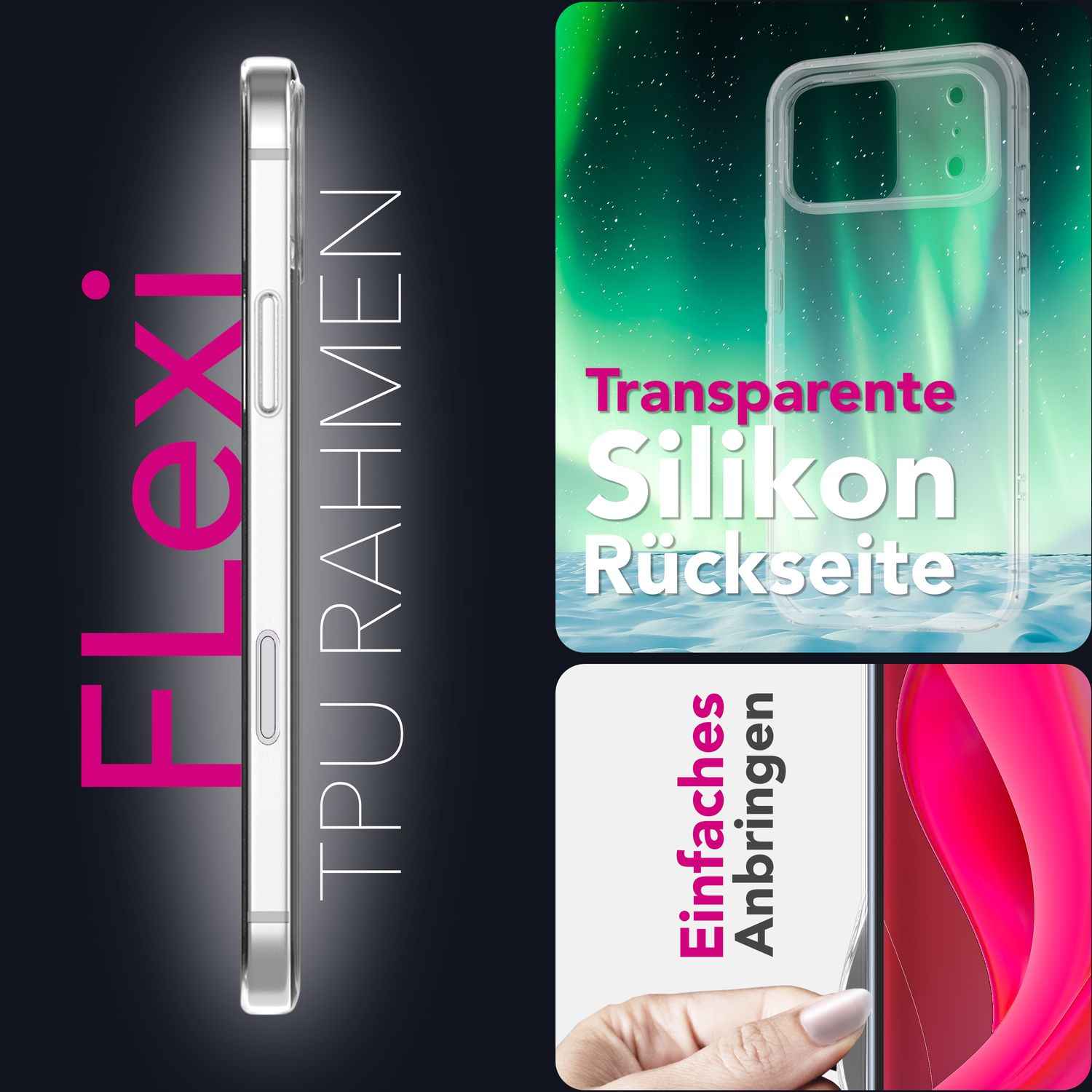 NALIA Hülle GLAZE für Apple iPhone 17 Pro (Kristallklare Silikonhülle) - Transparentes TPU Cover, Schlank & Leicht, Anti-Gelb Effekt, Kratzfest & Robust, Clear Design Handyhülle