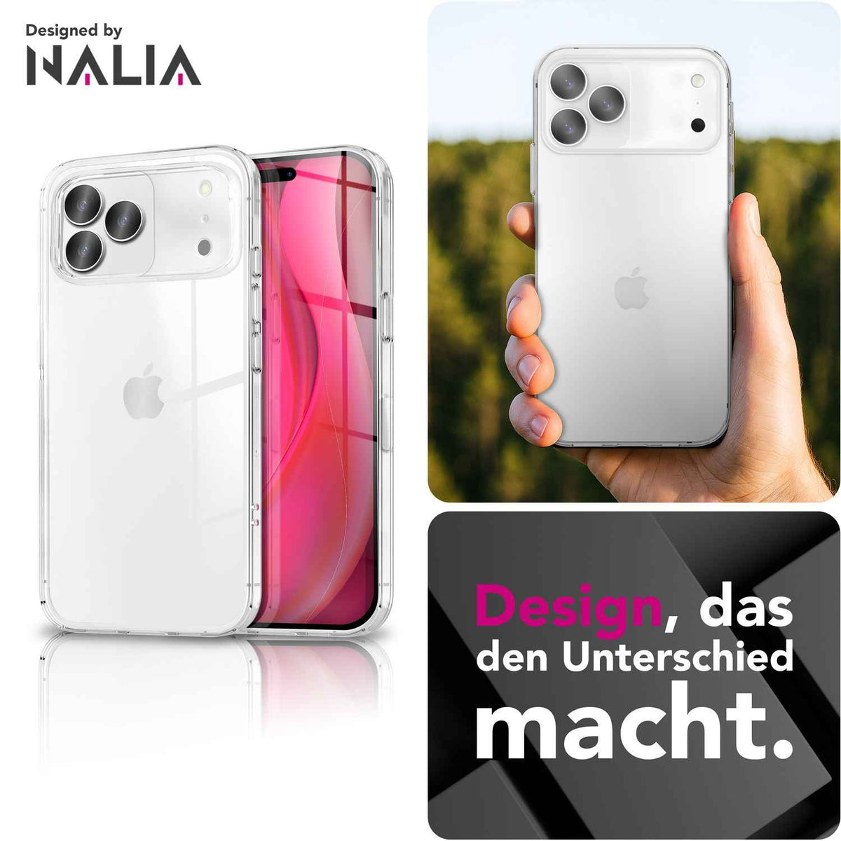 NALIA Hülle GLAZE für Apple iPhone 17 Pro (Kristallklare Silikonhülle) - Transparentes TPU Cover, Schlank & Leicht, Anti-Gelb Effekt, Kratzfest & Robust, Clear Design Handyhülle