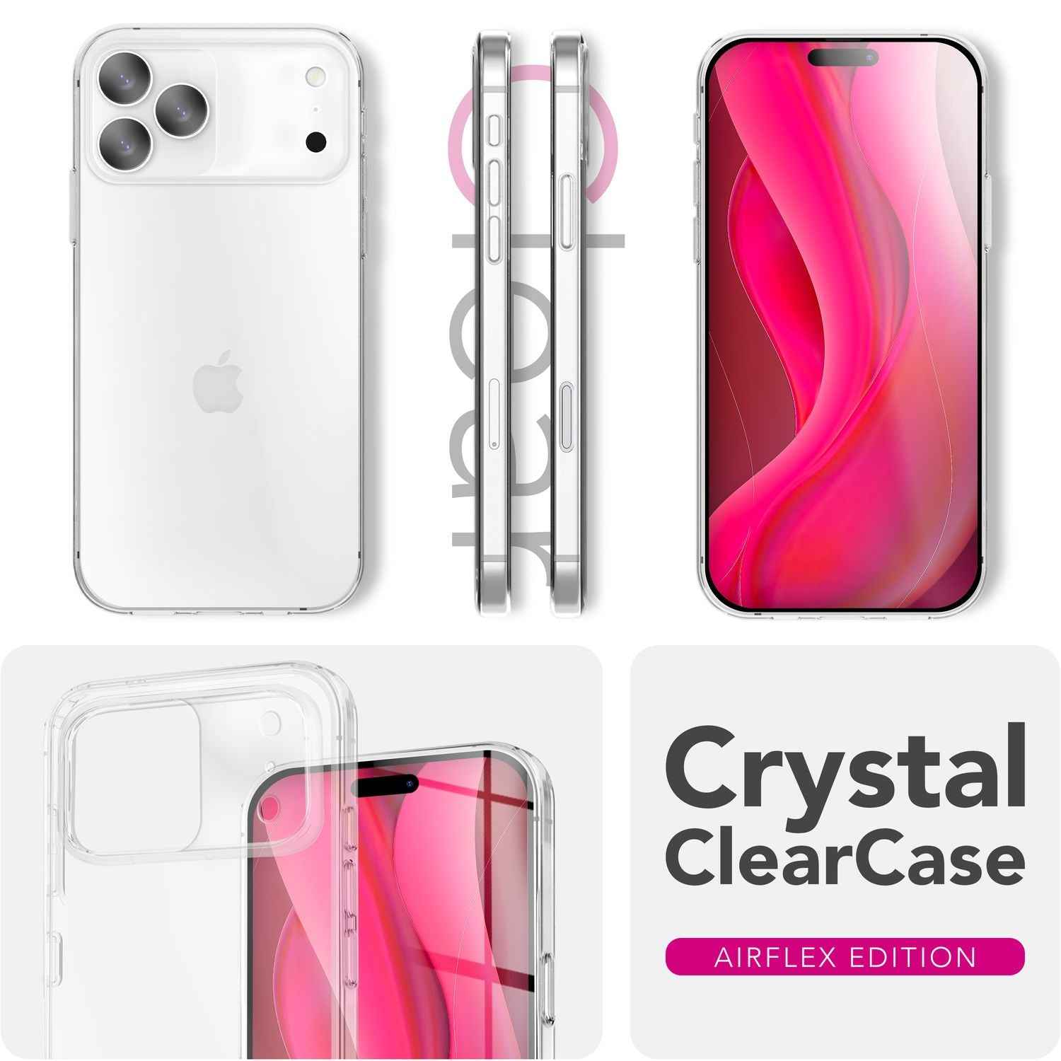 NALIA Hülle GLAZE für Apple iPhone 17 Pro (Kristallklare Silikonhülle) - Transparentes TPU Cover, Schlank & Leicht, Anti-Gelb Effekt, Kratzfest & Robust, Clear Design Handyhülle