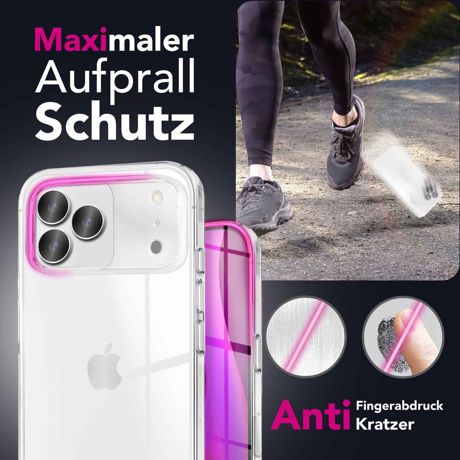 NALIA Hülle GLAZE für Apple iPhone 17 Pro Max (Kristallklare Silikonhülle) - Transparentes TPU Case, Anti-Gelb Effekt, Robust & Kratzresistent, Durchsichtige Handyhülle