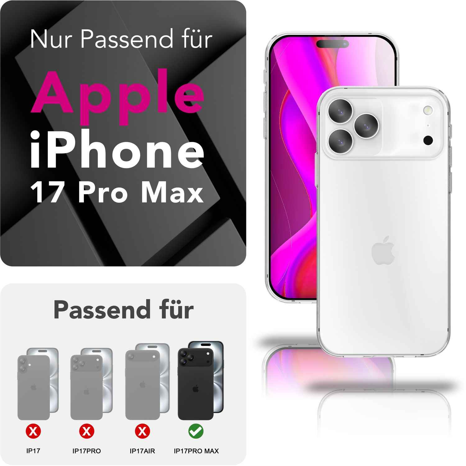 NALIA Hülle GLAZE für Apple iPhone 17 Pro Max (Kristallklare Silikonhülle) - Transparentes TPU Case, Anti-Gelb Effekt, Robust & Kratzresistent, Durchsichtige Handyhülle