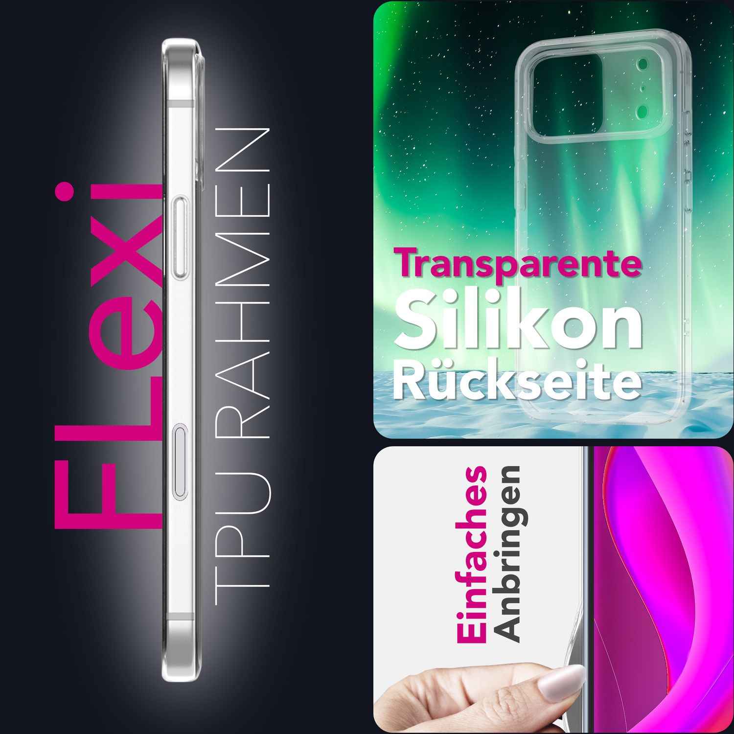 NALIA Hülle GLAZE für Apple iPhone 17 Pro Max (Kristallklare Silikonhülle) - Transparentes TPU Case, Anti-Gelb Effekt, Robust & Kratzresistent, Durchsichtige Handyhülle