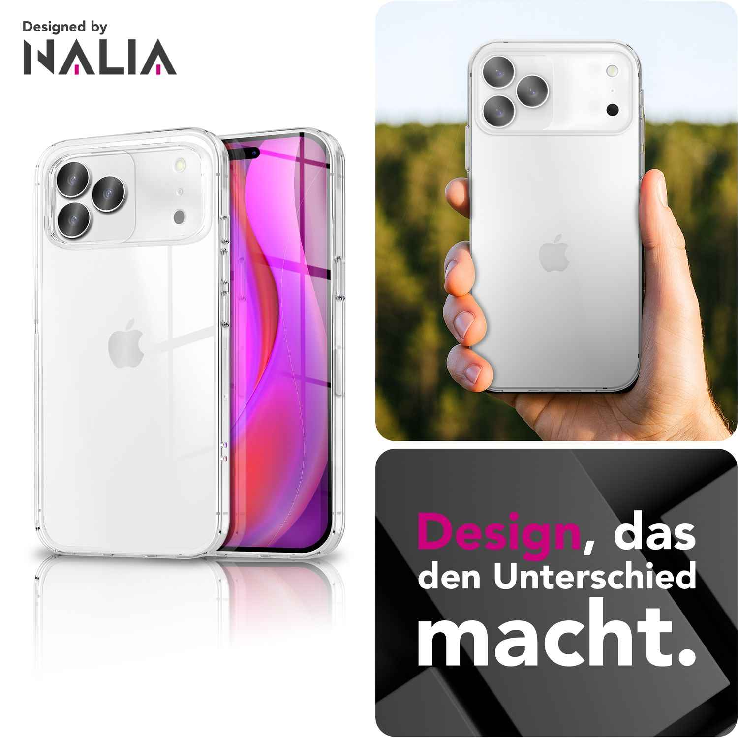 NALIA Hülle GLAZE für Apple iPhone 17 Pro Max (Kristallklare Silikonhülle) - Transparentes TPU Case, Anti-Gelb Effekt, Robust & Kratzresistent, Durchsichtige Handyhülle