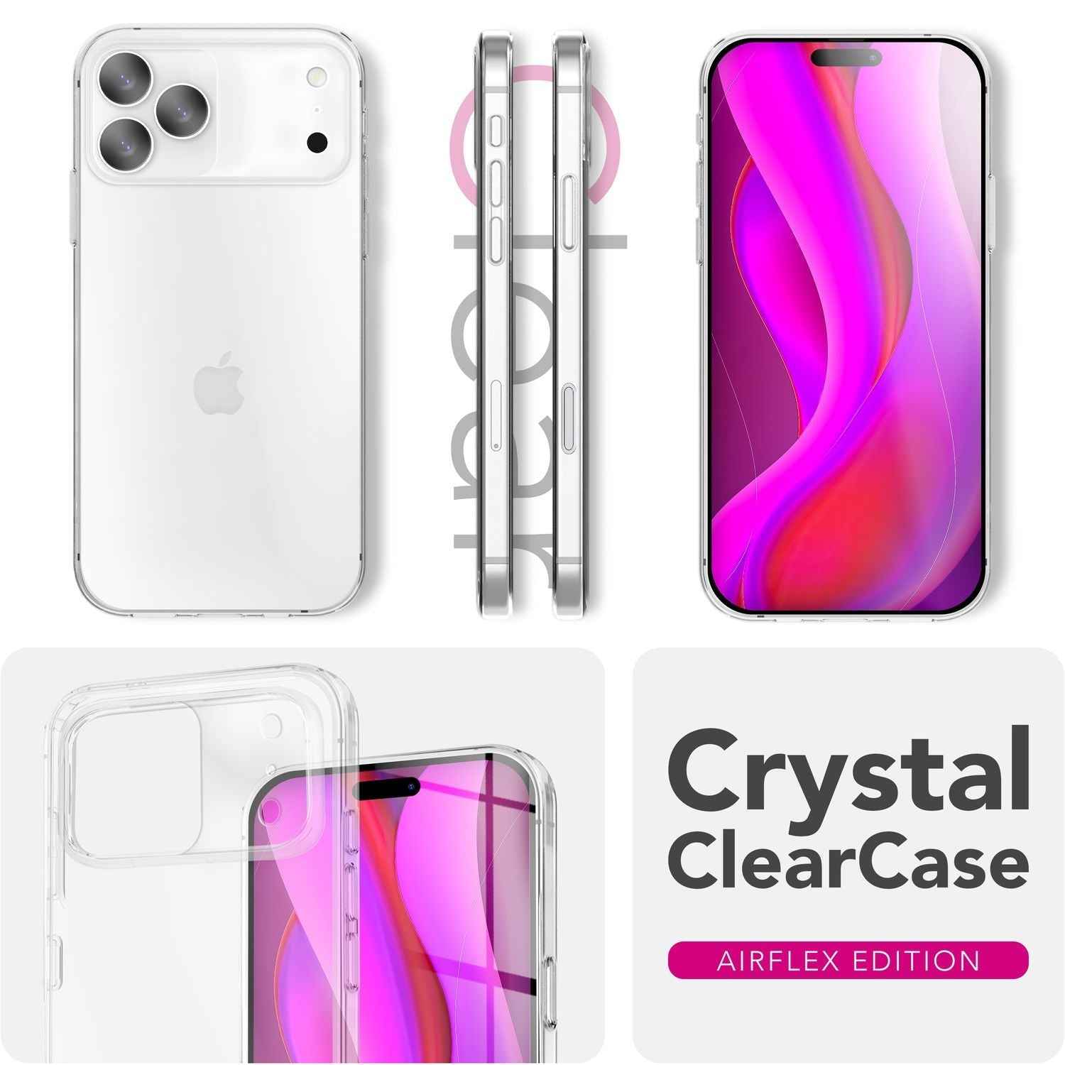 NALIA Hülle GLAZE für Apple iPhone 17 Pro Max (Kristallklare Silikonhülle) - Transparentes TPU Case, Anti-Gelb Effekt, Robust & Kratzresistent, Durchsichtige Handyhülle