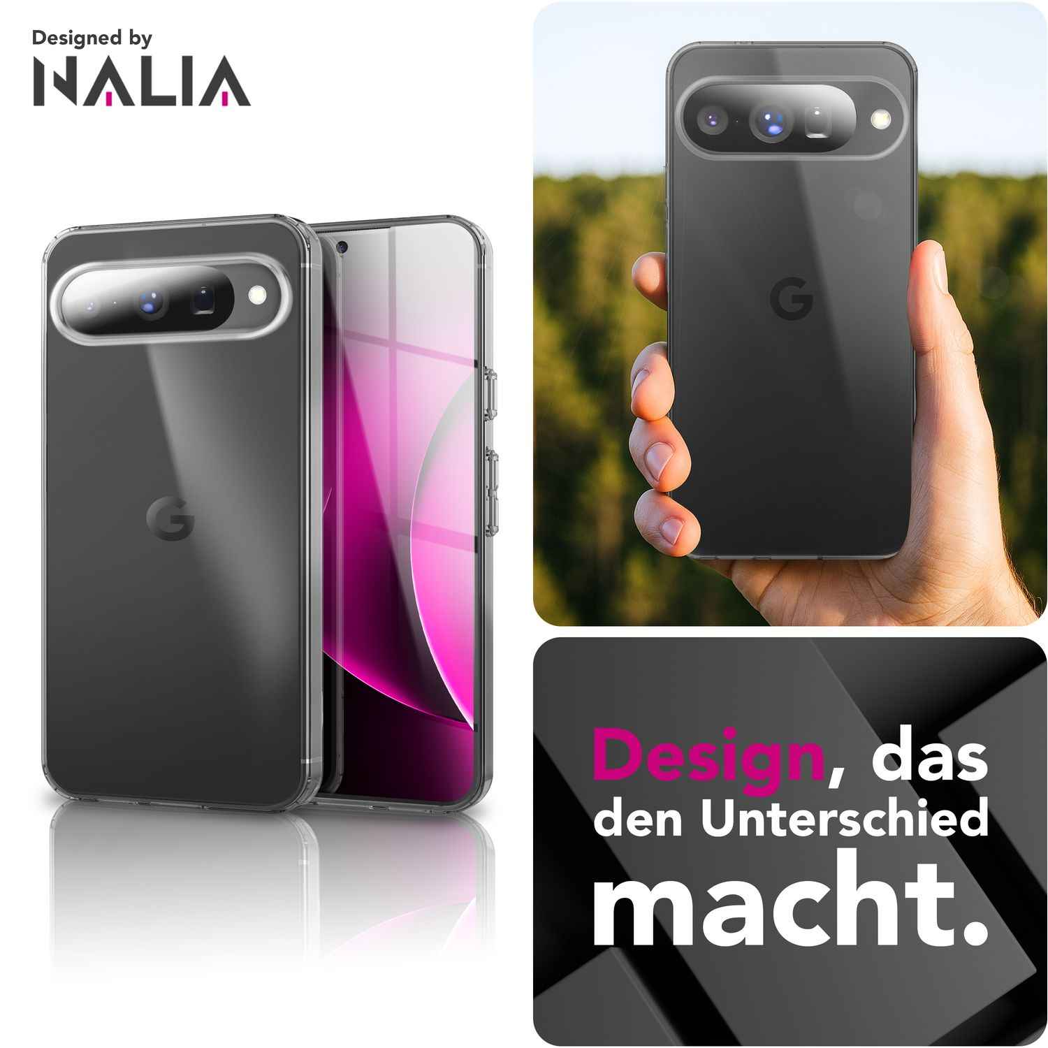 NALIA Hülle GLAZE für Google Pixel 10 (Kristallklare Silikonhülle) - Schlankes TPU Case Transparent, Anti-Gelb Effekt, Flexibel & Kratzfest, Handy Cover, Schutzhülle Durchsichtig