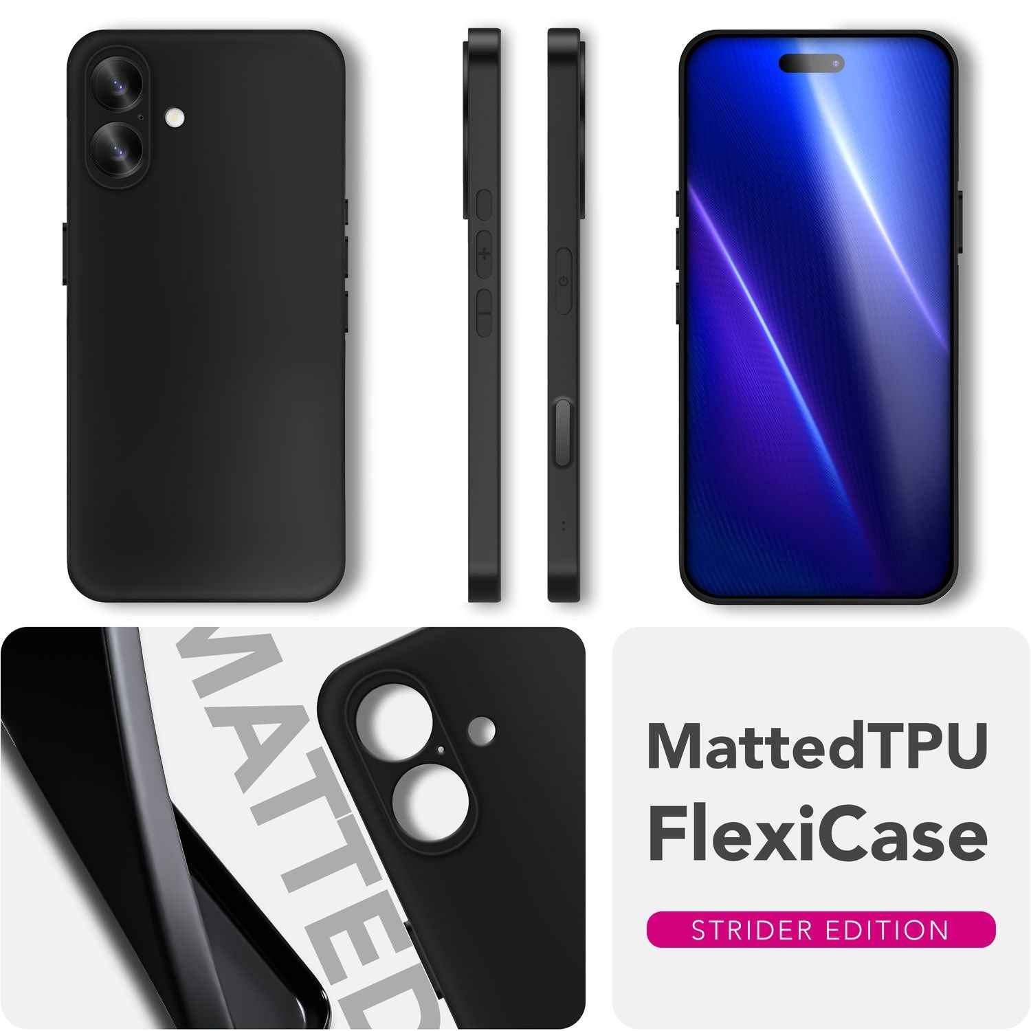 NALIA Hülle Strider für Apple iPhone 17 (Mattes Slim-Case) - 1,28mm Dünn, Flexibles TPU Silikon, Integrierter Tastenschutz, Fingerabdruck-Reduzierend, Handy Schutzhülle - Schwarz