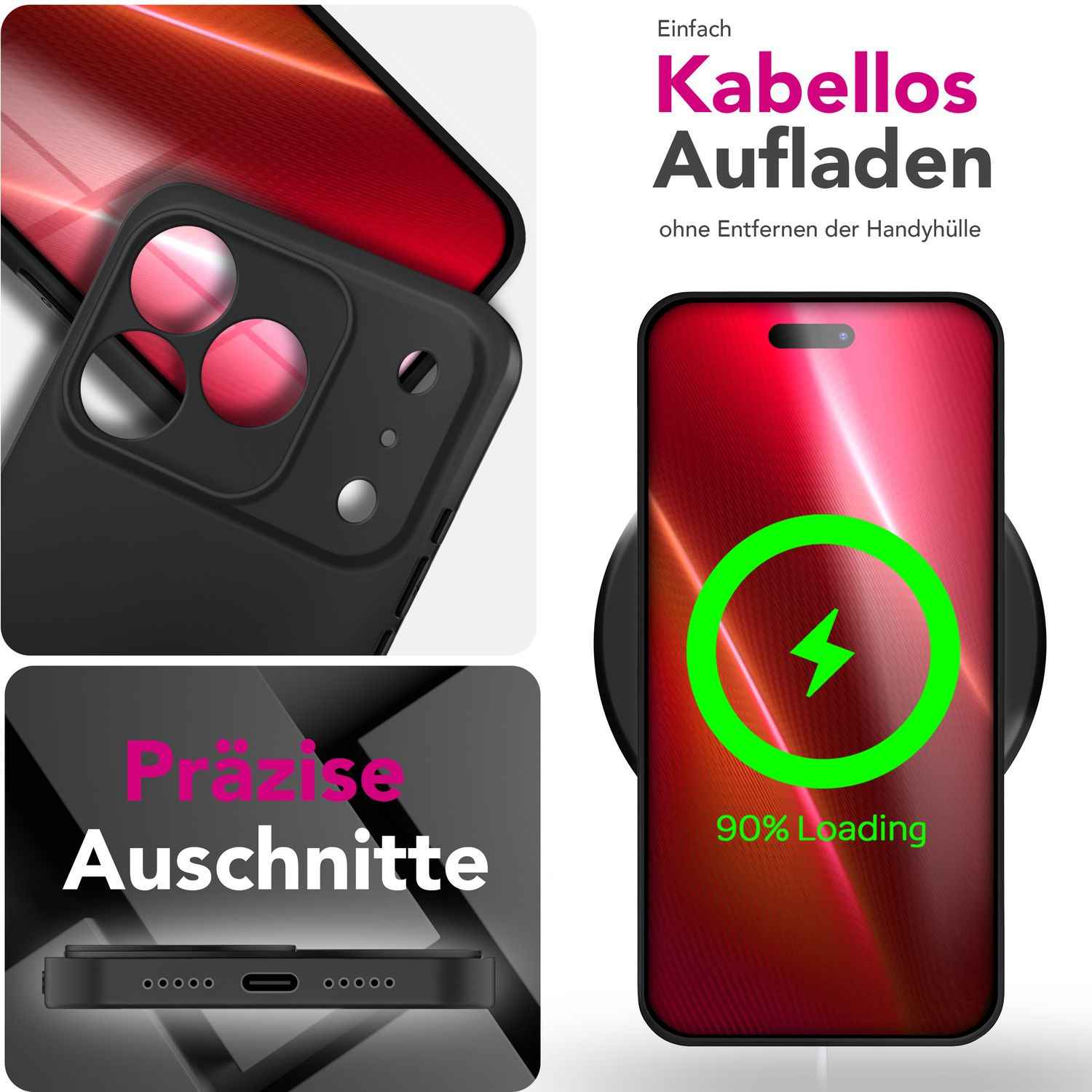 NALIA Hülle Strider für Apple iPhone 17 Pro (Mattes Slim-Case) - 1,28mm Dünn, Soft-Touch TPU Cover, Staubdichter Tastenschutz, Fingerprint-Reduzierend, Handy Schutzhülle - Schwarz