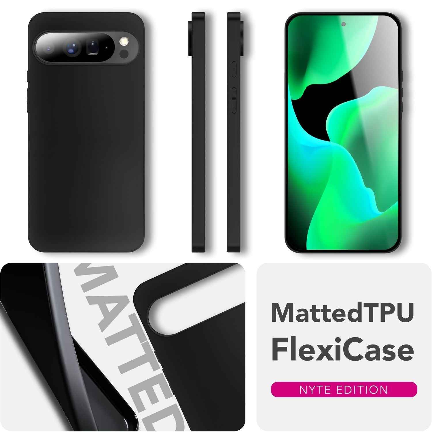 NALIA Hülle Strider für Google Pixel 10 Pro XL (Mattes Slim-Case) - Ultradünn 1,28mm, Flexibles TPU Silikon, Staubschutz-Abdeckung für Tasten, Elegante Handy Schutzhülle - Schwarz