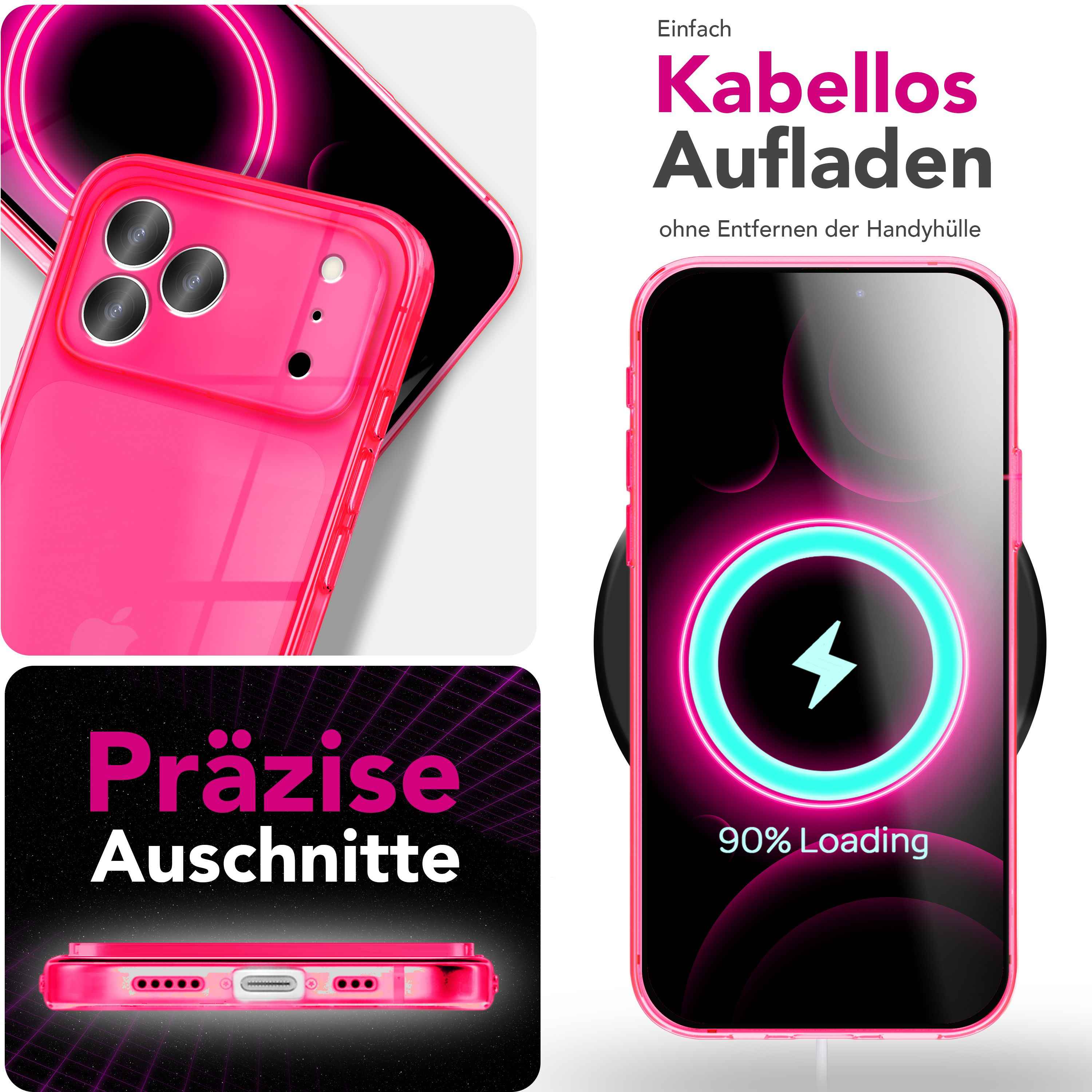 NALIA Hülle Vibe für Apple iPhone 17 Pro (Knallige Farben) - Leuchtstarkes TPU Cover mit Neon Farbboost, Durchsichtig & Biegsam, Anti-Gelb, Bunte Silikon Handyhülle