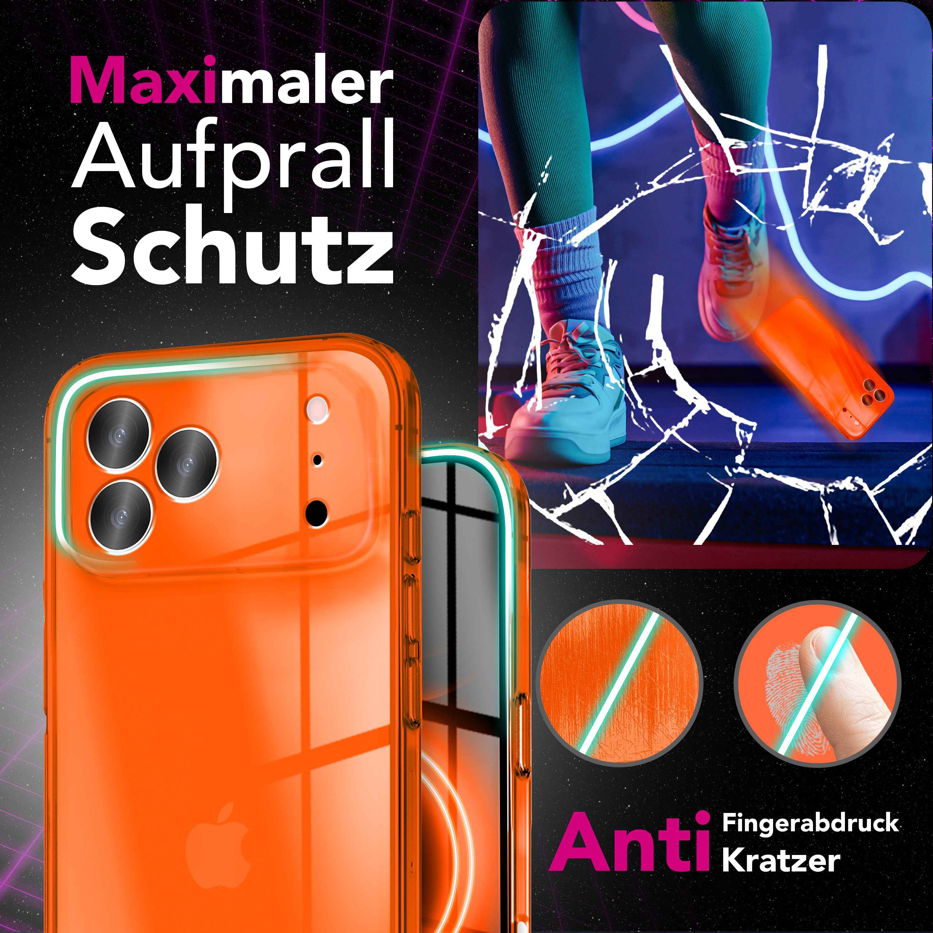 NALIA Hülle Vibe für Apple iPhone 17 Pro Max (Knallige Farben) - Neon Bunt Leuchtende TPU Schutzhülle, Semi-Transparent & Anti-Gelb, Flexibel, Wireless Handyhülle