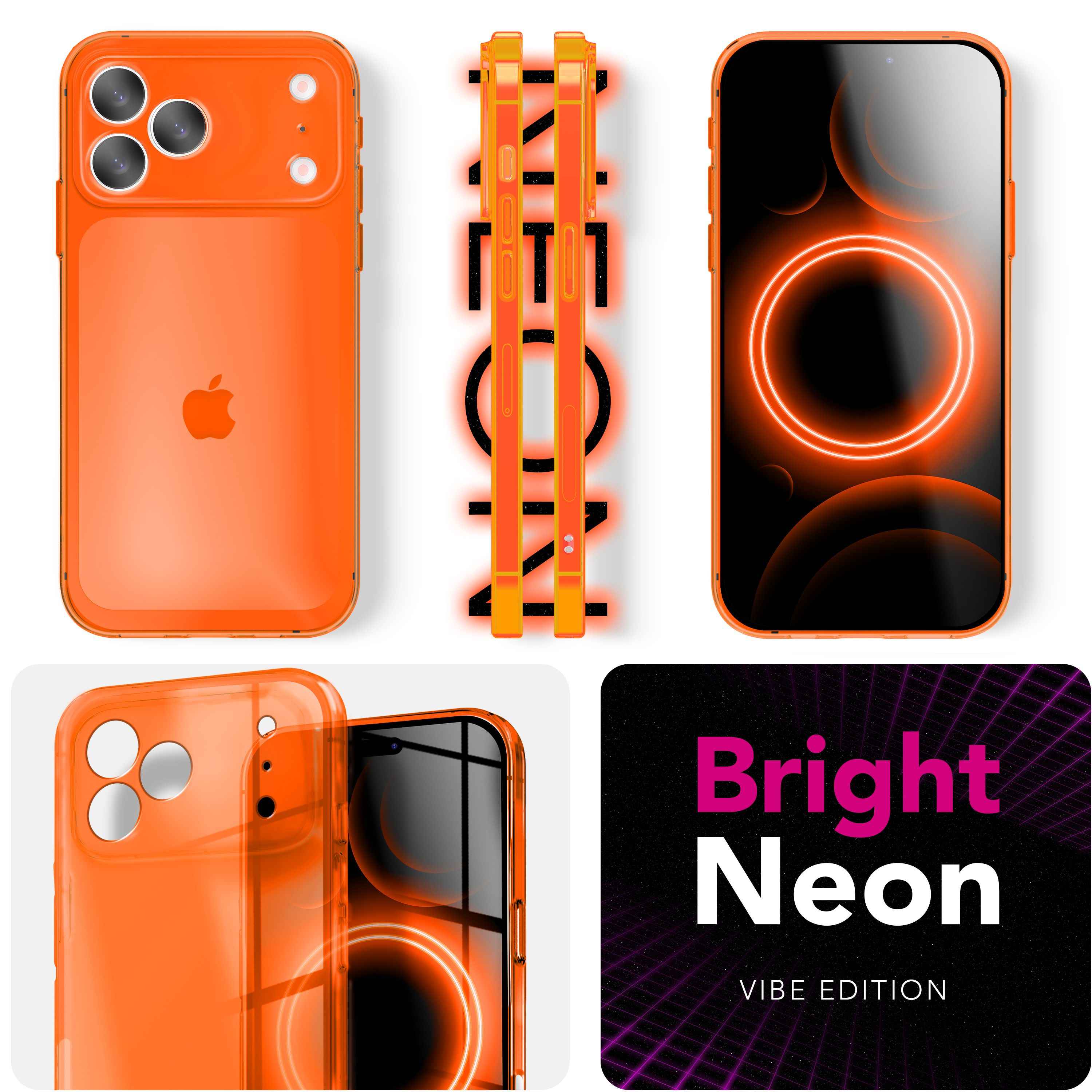 NALIA Hülle Vibe für Apple iPhone 17 Pro Max (Knallige Farben) - Neon Bunt Leuchtende TPU Schutzhülle, Semi-Transparent & Anti-Gelb, Flexibel, Wireless Handyhülle