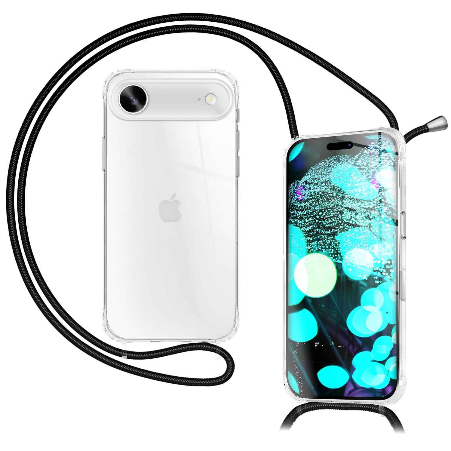 NALIA Hülle Hangit für Apple iPhone 17 Air (Umhängehülle) - Transparente Schutzhülle mit 160cm Band, Anti-Gelb, Stoßfest & Kratzfest, Verstellbare Handykette