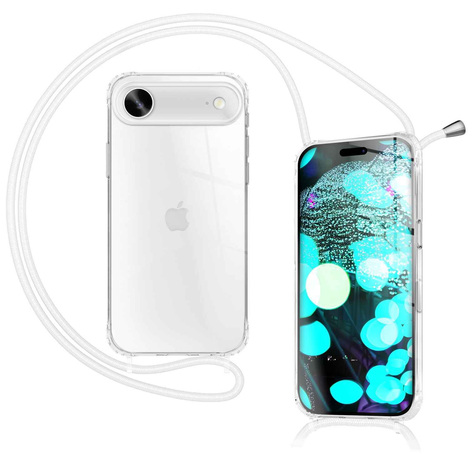 NALIA Hülle Hangit für Apple iPhone 17 Air (Umhängehülle) - Transparente Schutzhülle mit 160cm Band, Anti-Gelb, Stoßfest & Kratzfest, Verstellbare Handykette