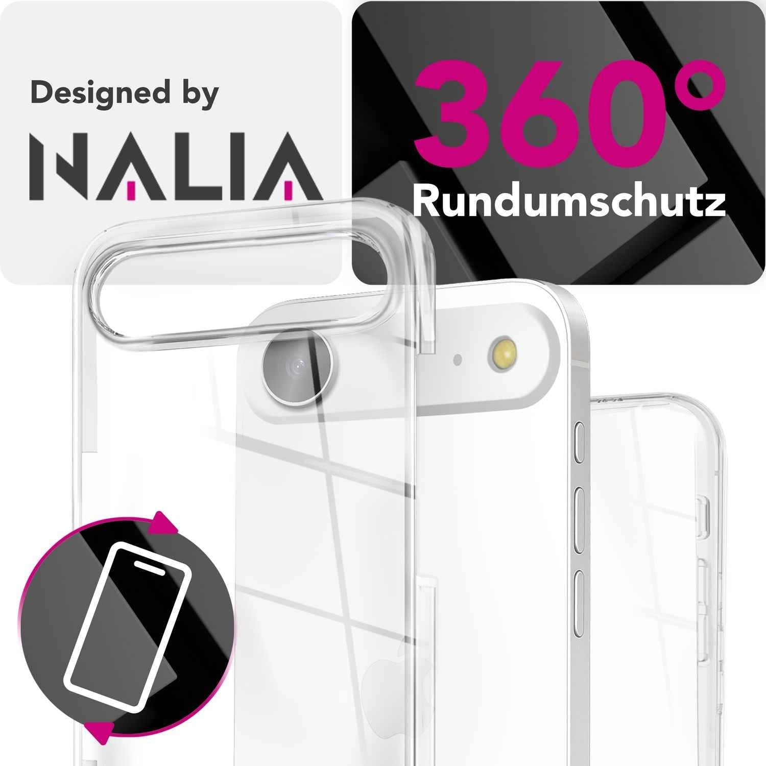 NALIA Hülle 360Guard für Apple iPhone 17 Air (360° Rundumschutz) - Glasklare Schutzhülle mit Displayfolie & Backcover, Transparent & Kratzfest, Anti-Gelb, Komplettschutz, Robust