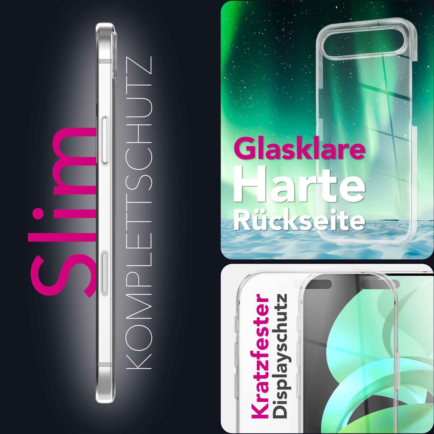 NALIA Hülle 360Guard für Apple iPhone 17 Air (360° Rundumschutz) - Glasklare Schutzhülle mit Displayfolie & Backcover, Transparent & Kratzfest, Anti-Gelb, Komplettschutz, Robust