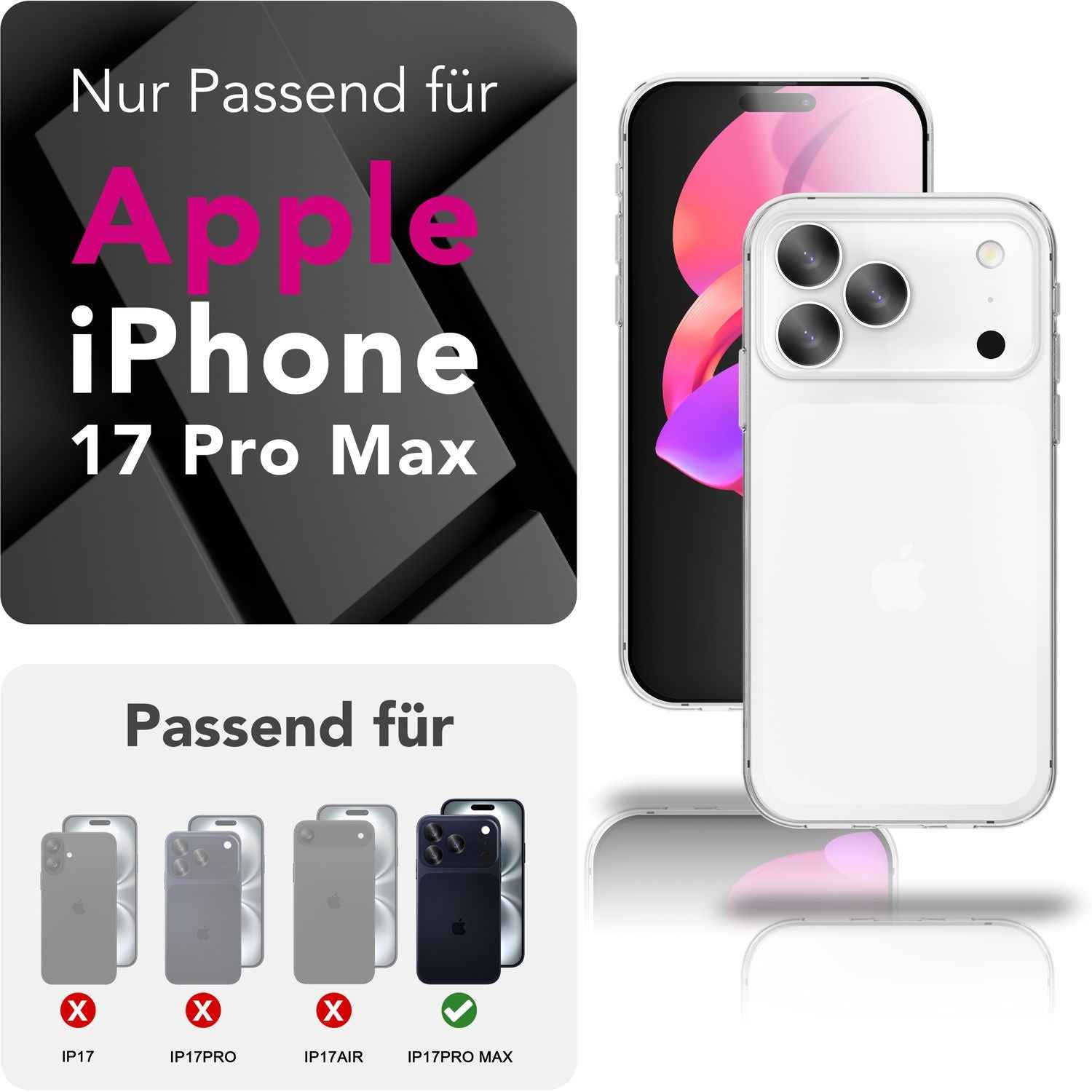 NALIA 360Guard passend für Apple iPhone 17 Pro Max Hülle (360° Rundumschutz) - Klare Full-Body Handyhülle, Kratzfeste PC-Rückseite & gehärtete Displayfolie, Transparent & Anti-Gelb