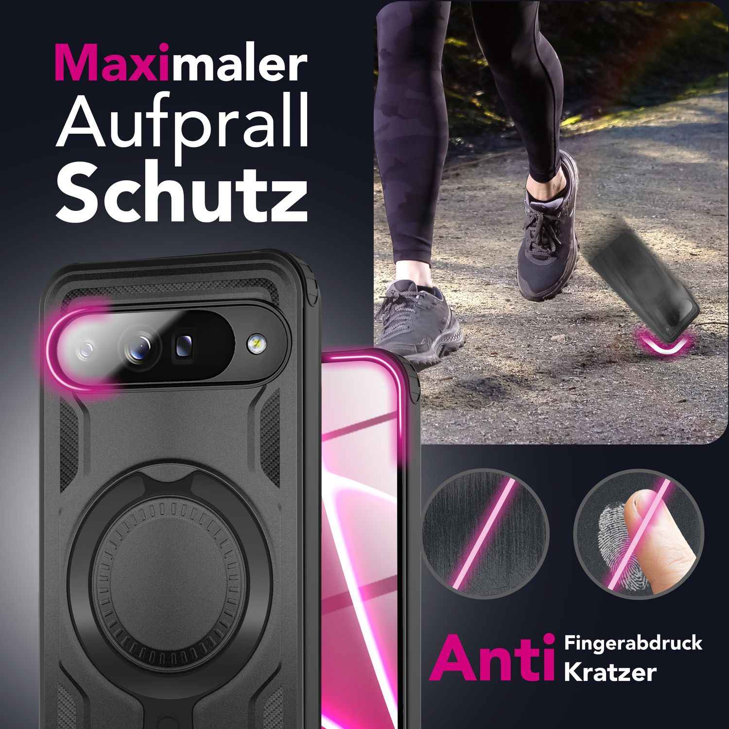 NALIA Hülle Stormguard für Google Pixel 10 (Unzerstörbare Panzerhülle mit MagSafe), Stoßfestes Fallschutz Cover im Military Style, 360° Ring, Outdoor Schutzhülle