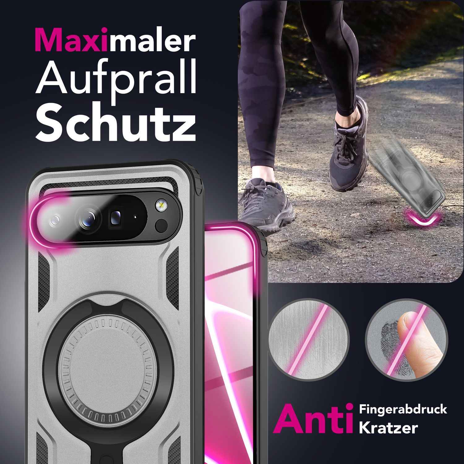 NALIA Hülle Stormguard für Google Pixel 10 (Unzerstörbare Panzerhülle mit MagSafe), Stoßfestes Fallschutz Cover im Military Style, 360° Ring, Outdoor Schutzhülle