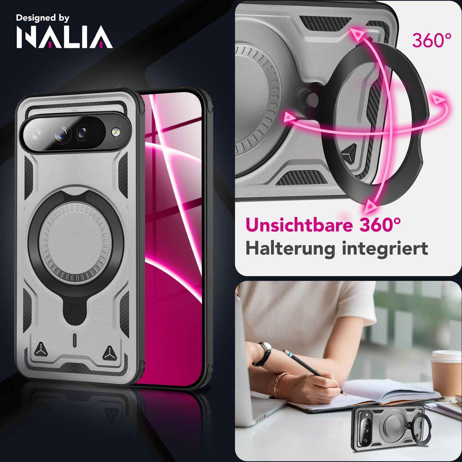 NALIA Hülle Stormguard für Google Pixel 10 (Unzerstörbare Panzerhülle mit MagSafe), Stoßfestes Fallschutz Cover im Military Style, 360° Ring, Outdoor Schutzhülle