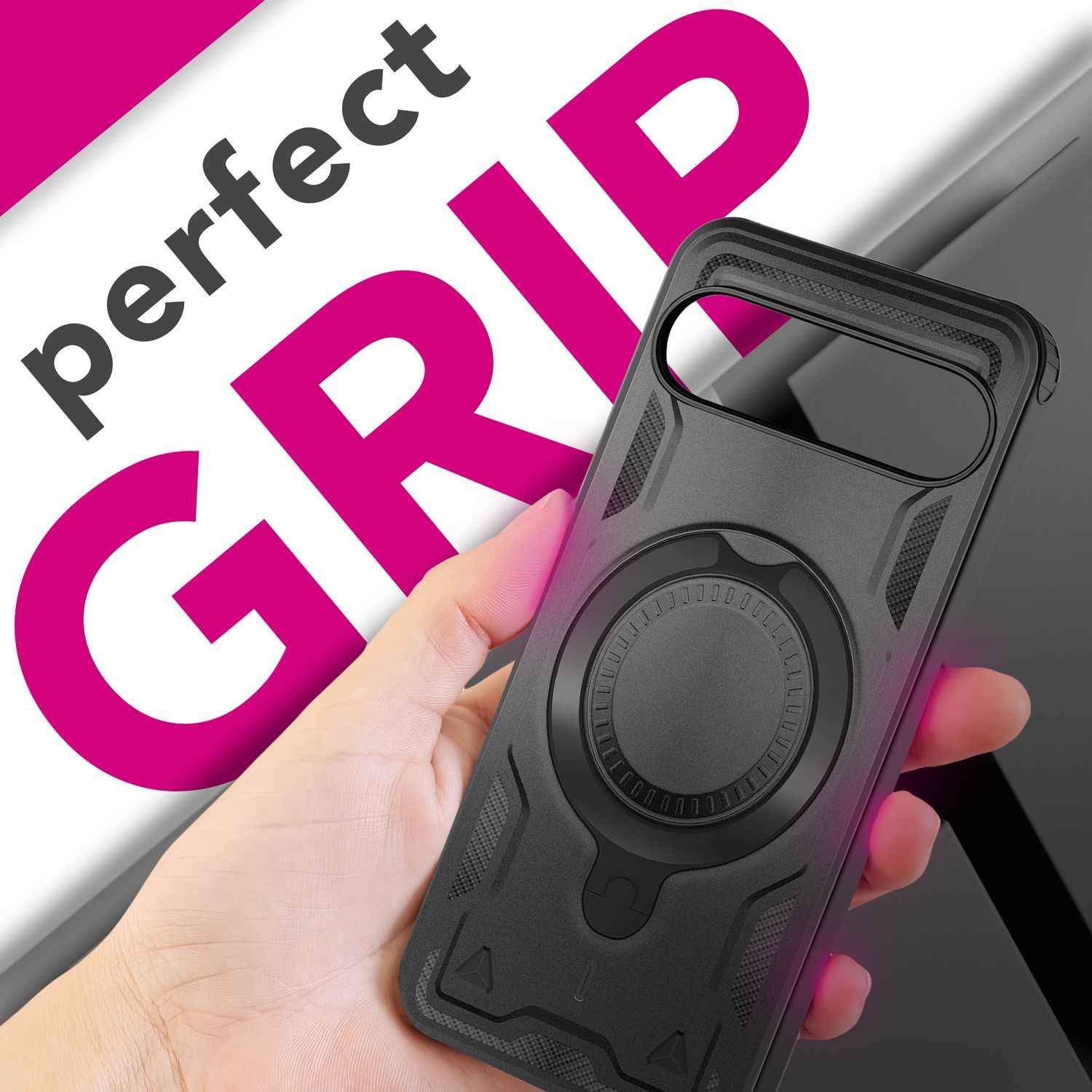 NALIA Hülle Stormguard für Google Pixel 10 Pro (Unzerstörbare Panzerhülle mit MagSafe), Schlagfeste Schutzhülle im Military Look, 360° Ring Ständer, Outdoor Cover