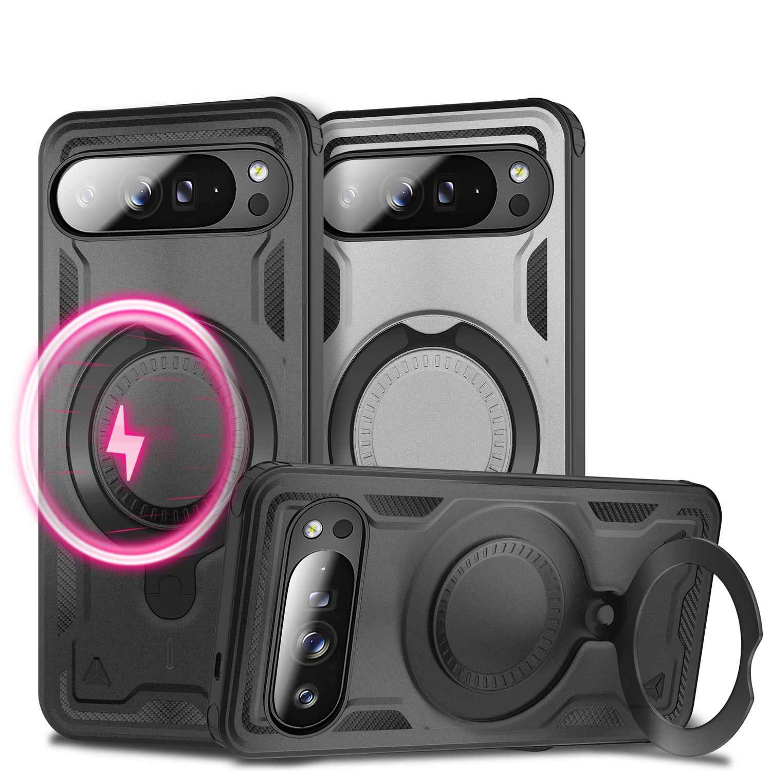 NALIA Hülle Stormguard für Google Pixel 10 Pro XL (Unzerstörbare Panzerhülle mit MagSafe), Stoßfeste Outdoor Schutzhülle im Military Style, 360° Dreh-Ring & Ständer