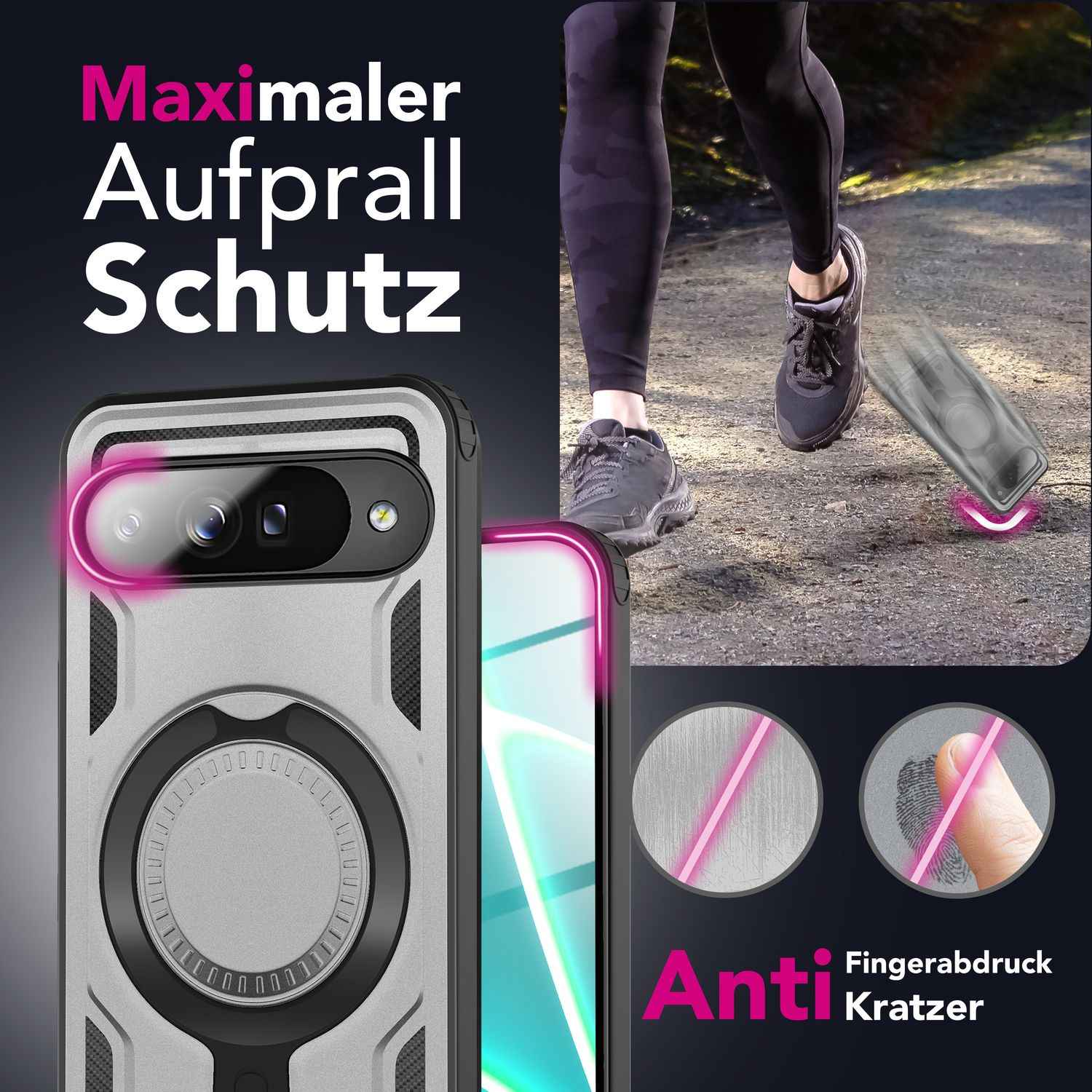 NALIA Hülle Stormguard für Google Pixel 10 Pro XL (Unzerstörbare Panzerhülle mit MagSafe), Stoßfeste Outdoor Schutzhülle im Military Style, 360° Dreh-Ring & Ständer