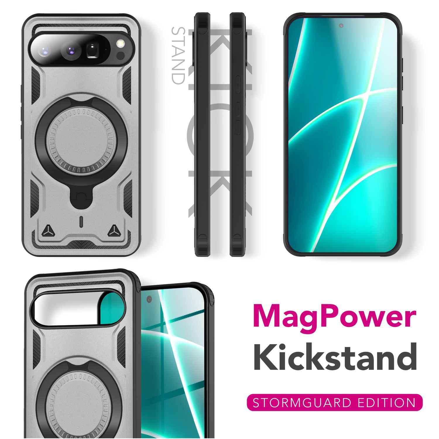 NALIA Hülle Stormguard für Google Pixel 10 Pro XL (Unzerstörbare Panzerhülle mit MagSafe), Stoßfeste Outdoor Schutzhülle im Military Style, 360° Dreh-Ring & Ständer